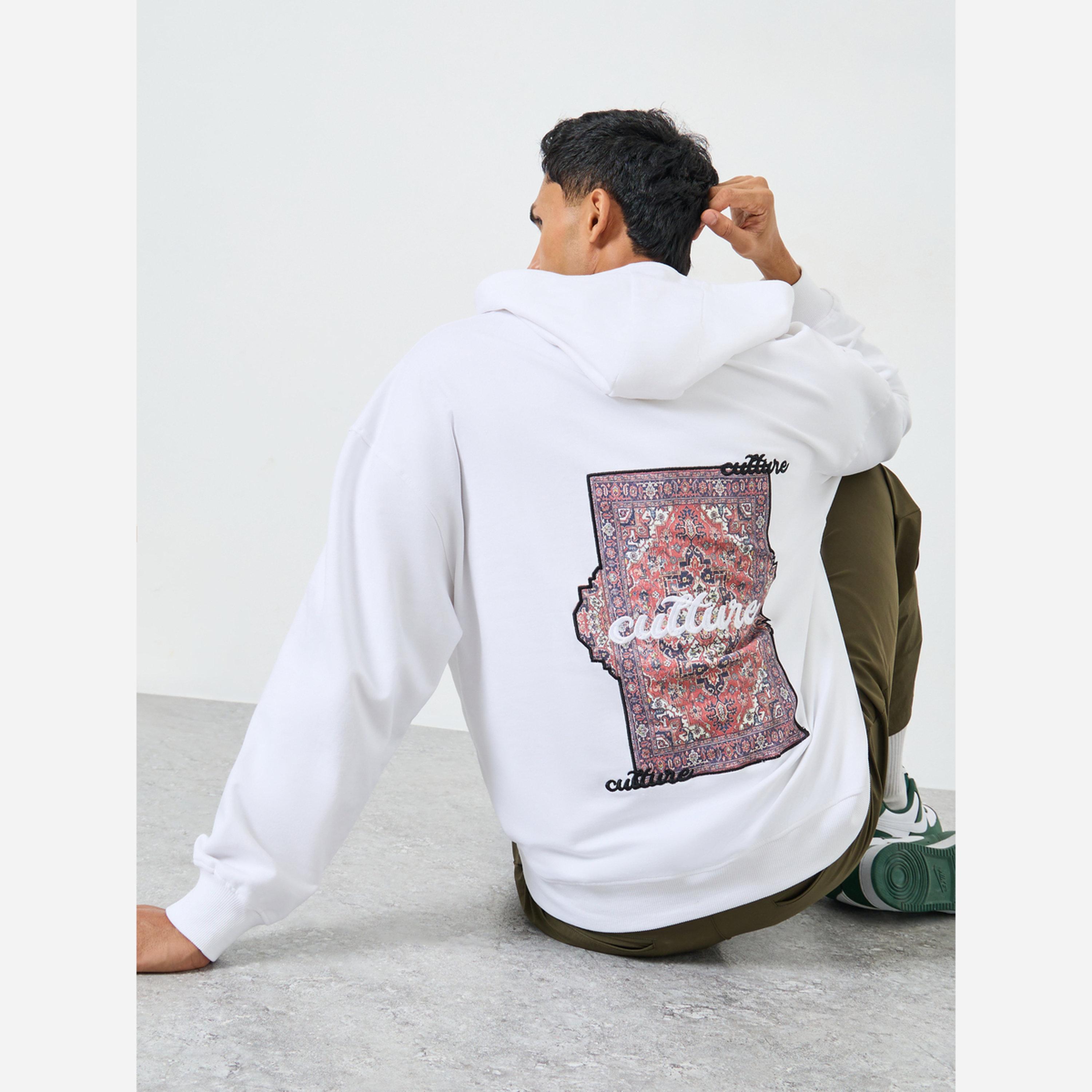 Styli Men White Tapestry Print Oversized Heavy Fleece Hoodie-men-winterwear-hoodiesandsweatshirts-image-5