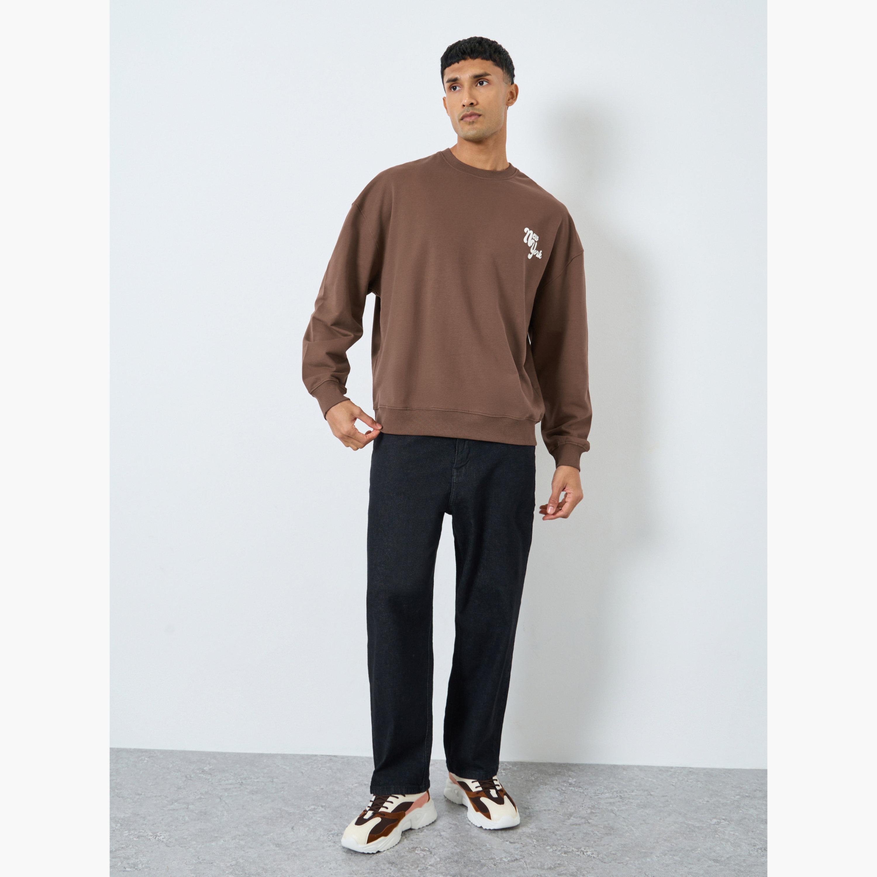 Styli Slogan Print Round Neck Long Sleeves Men's Sweatshirt-men-winterwear-hoodiesandsweatshirts-image-2