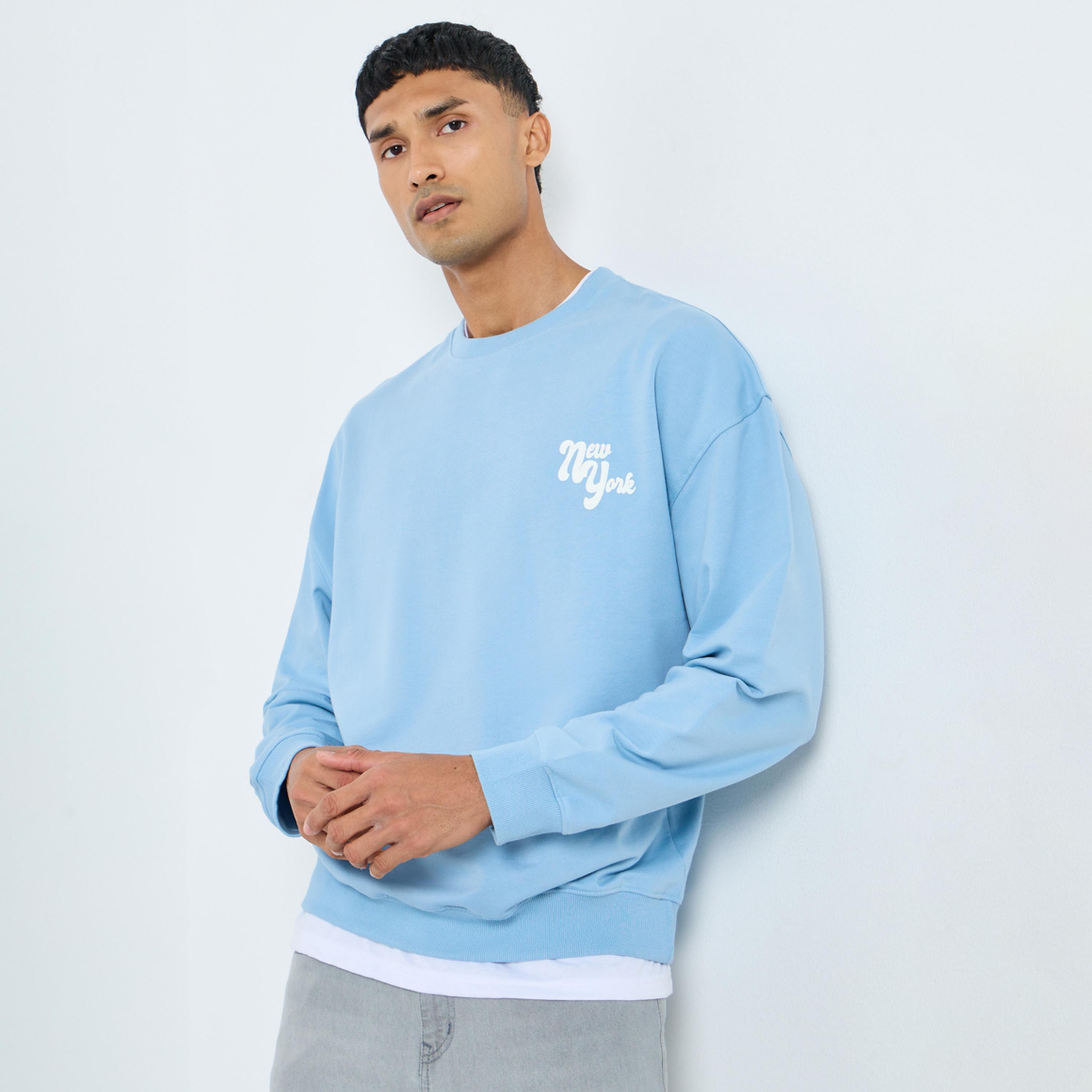 Styli Men Blue City of Dream Print Oversized T-Shirt-men-winterwear-hoodiesandsweatshirts-image-1