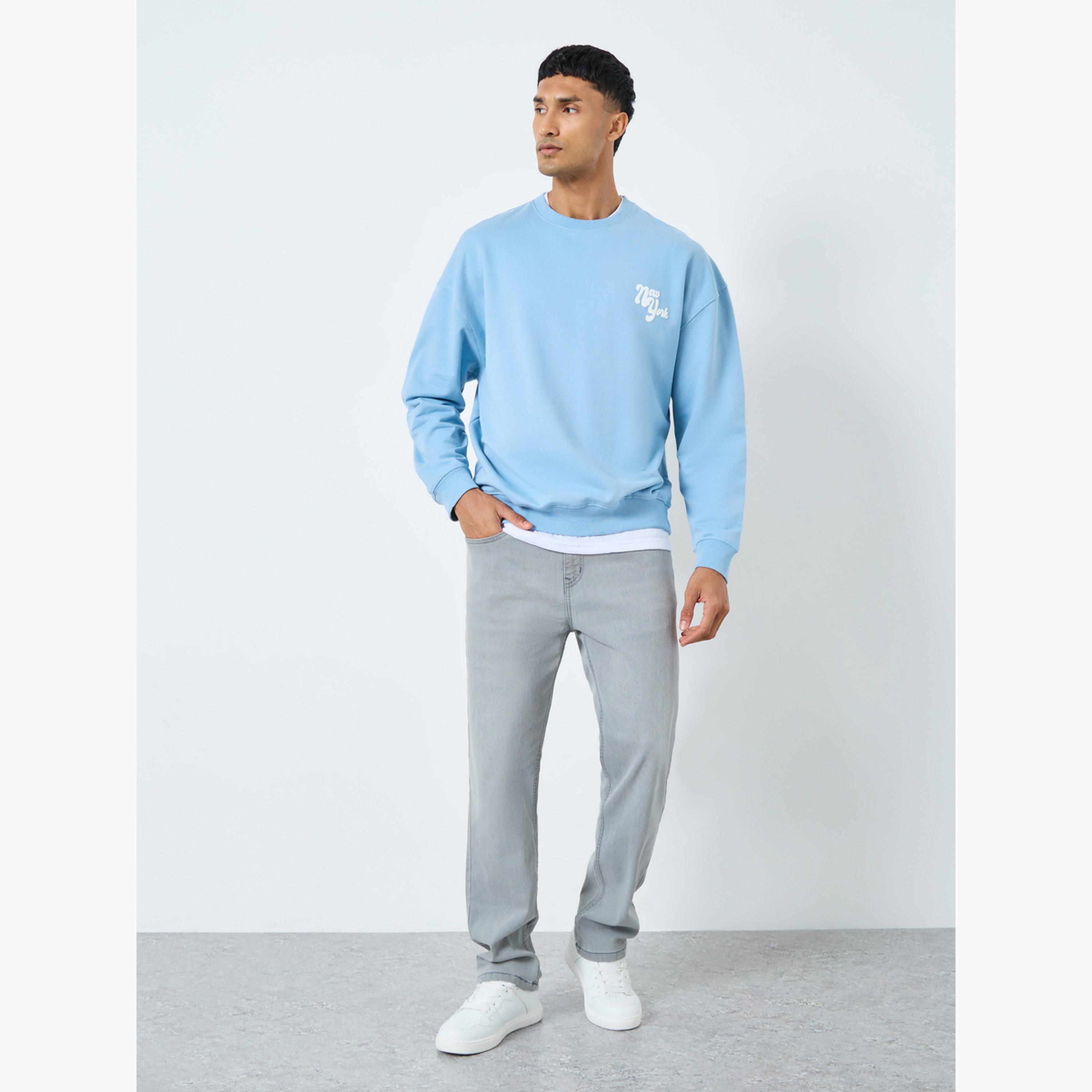 Styli Men Blue City of Dream Print Oversized T-Shirt-men-winterwear-hoodiesandsweatshirts-image-2