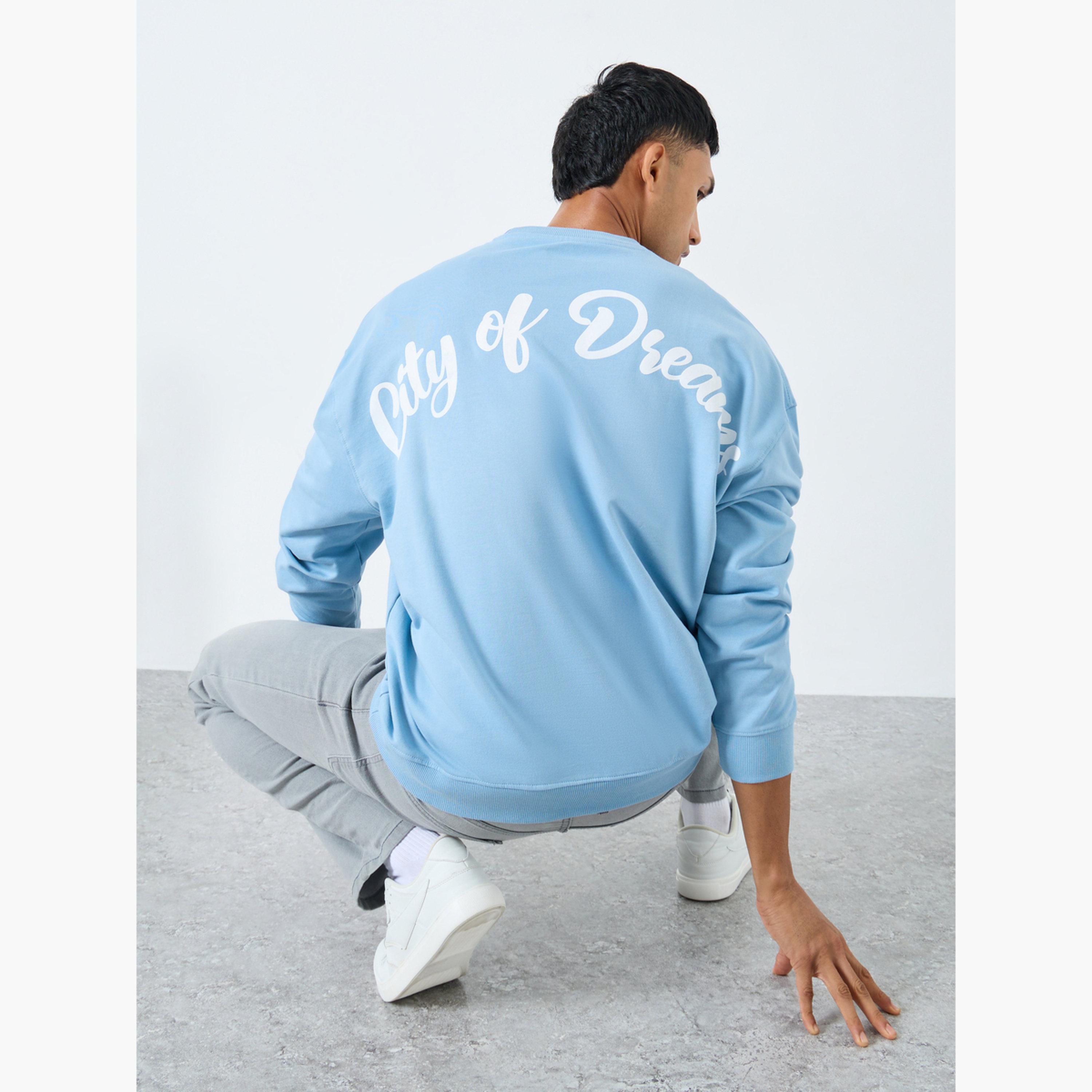 Styli Men Blue City of Dream Print Oversized T-Shirt-men-winterwear-hoodiesandsweatshirts-image-4
