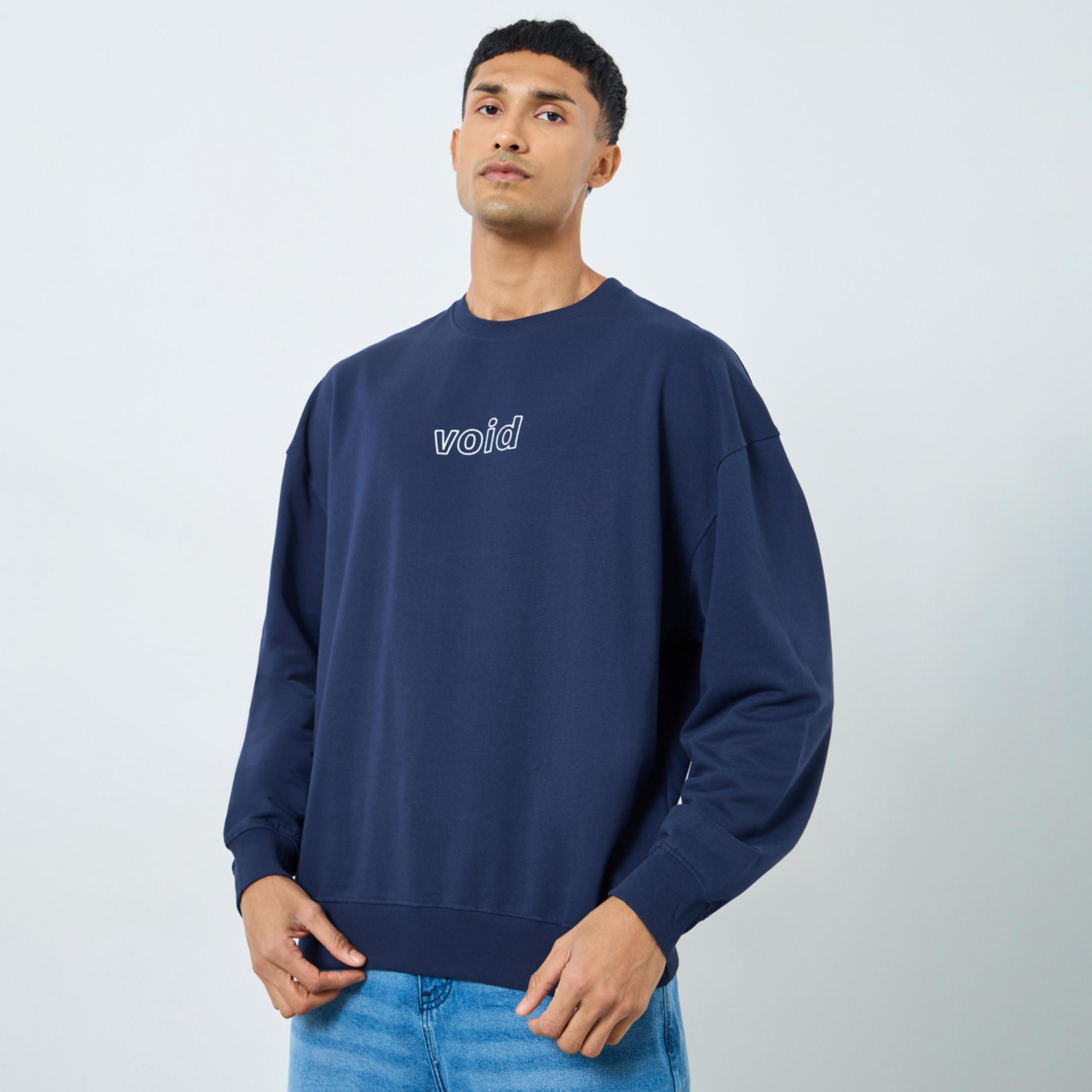 Styli Embroidered Slogan Round Neck Long Sleeves Men's Sweatshirt-men-winterwear-hoodiesandsweatshirts-image-1