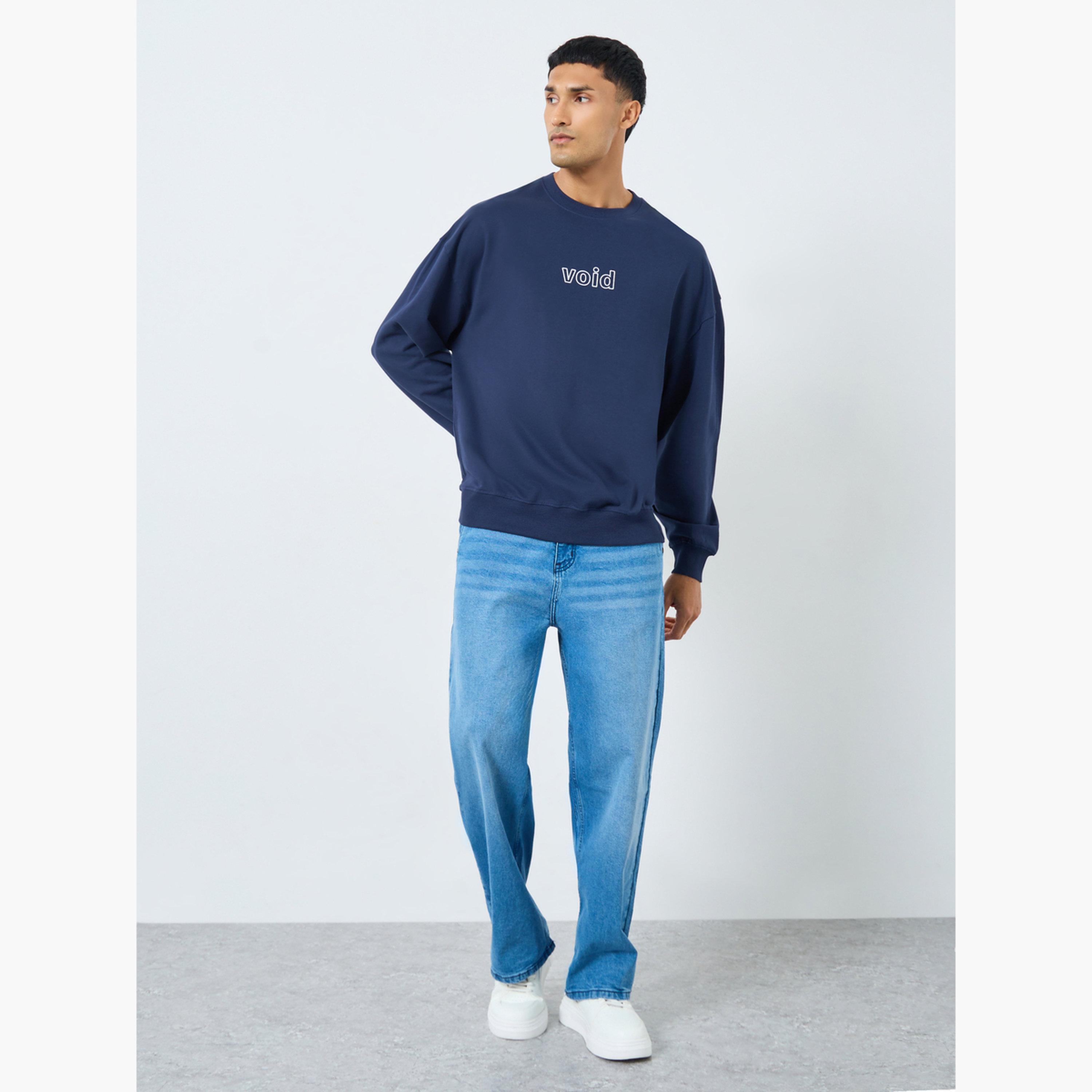 Styli Embroidered Slogan Round Neck Long Sleeves Men's Sweatshirt-men-winterwear-hoodiesandsweatshirts-image-2