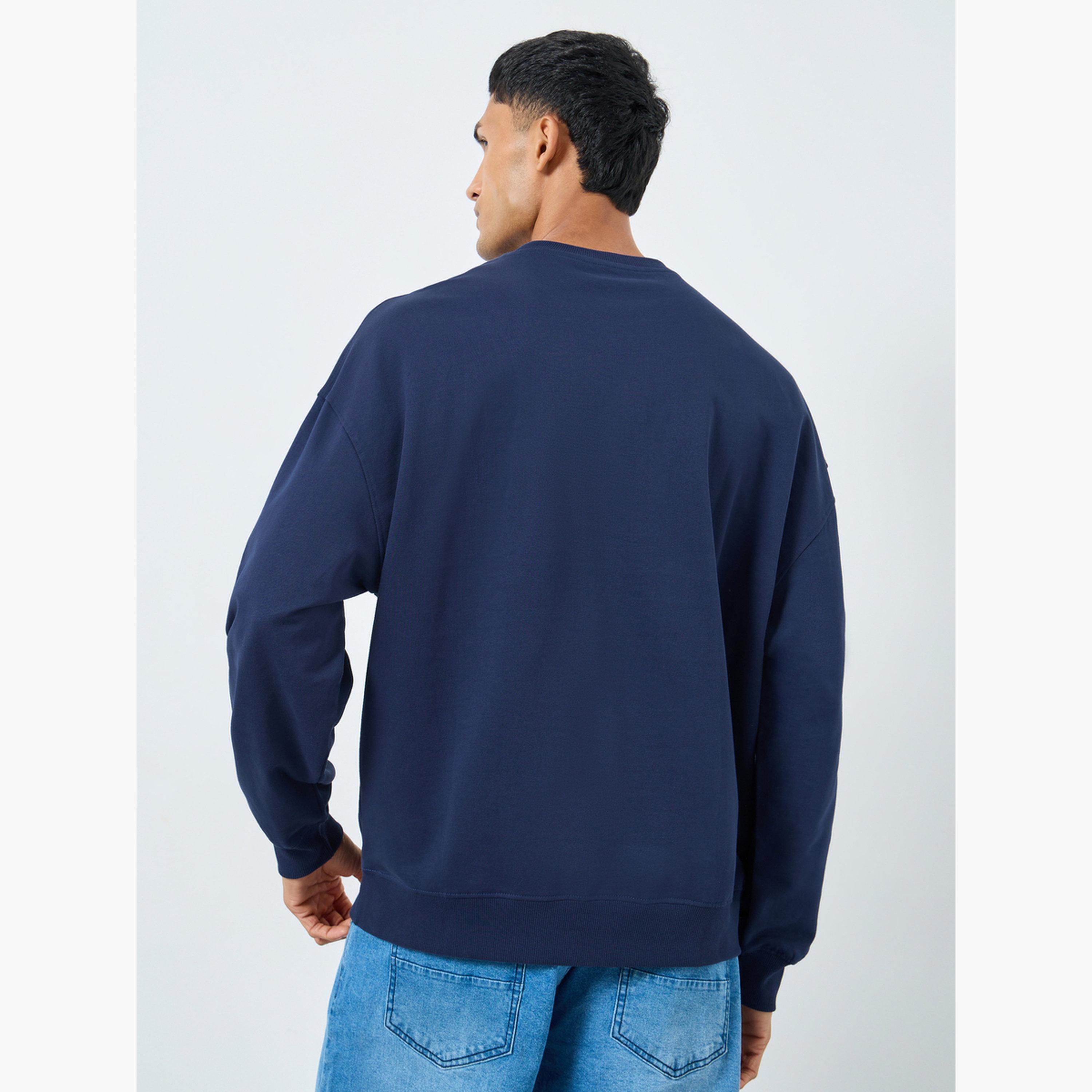 Styli Embroidered Slogan Round Neck Long Sleeves Men's Sweatshirt-men-winterwear-hoodiesandsweatshirts-image-4