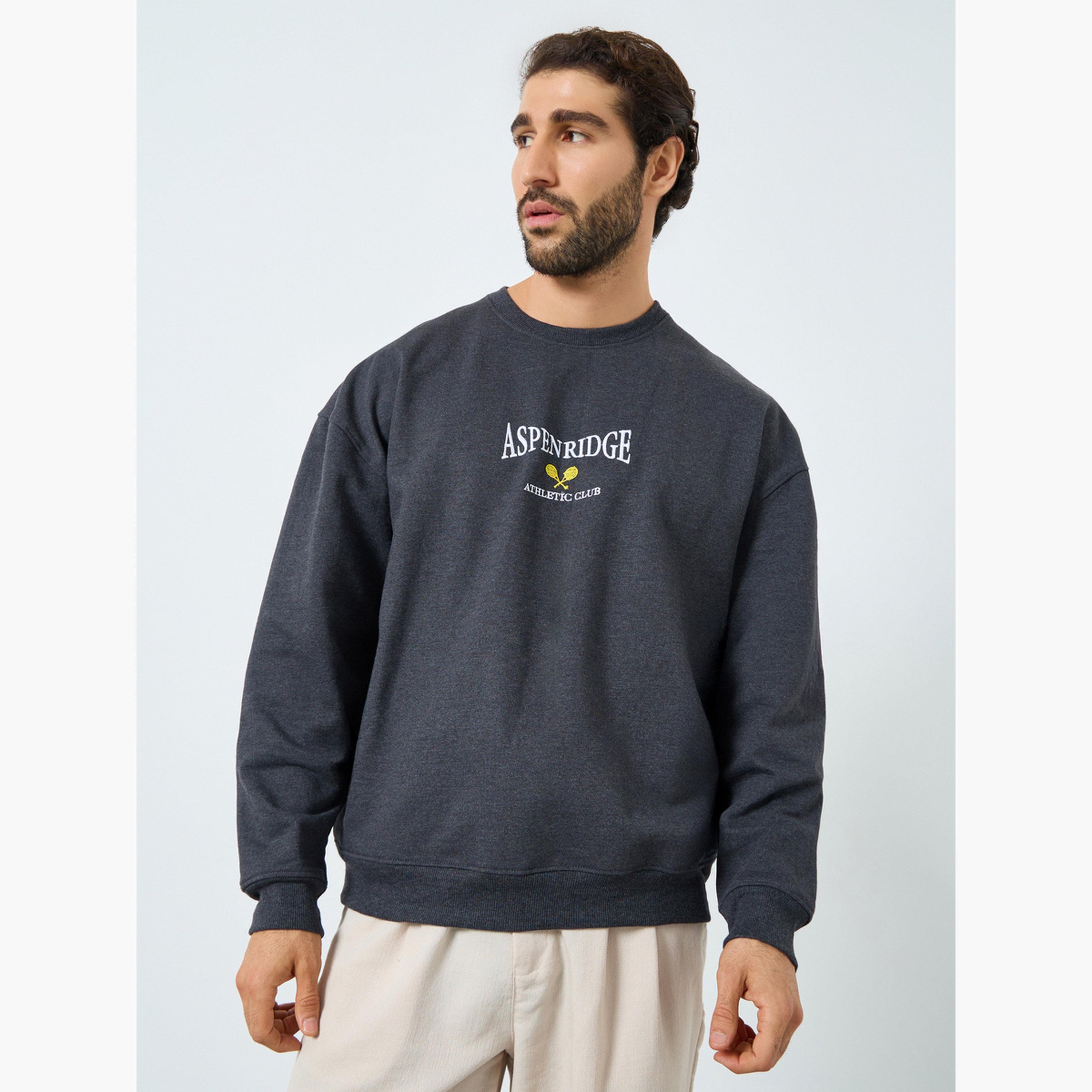 Styli Slogan Embroidered Round Neck Long Sleeves Men's Sweatshirt-men-winterwear-hoodiesandsweatshirts-image-1