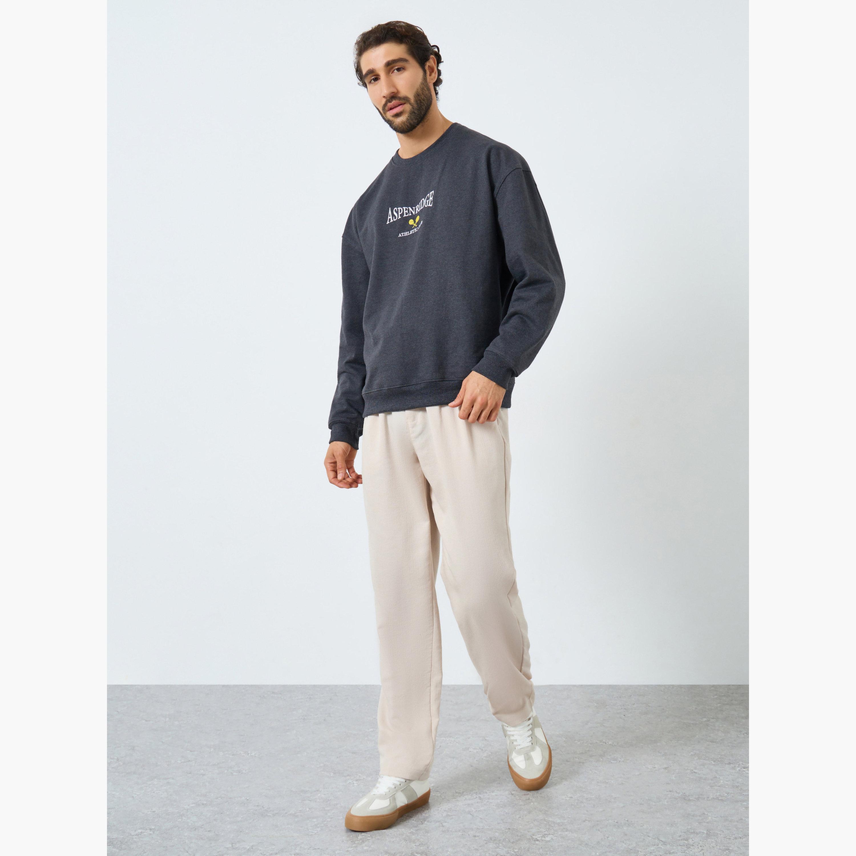 Styli Slogan Embroidered Round Neck Long Sleeves Men's Sweatshirt-men-winterwear-hoodiesandsweatshirts-image-2