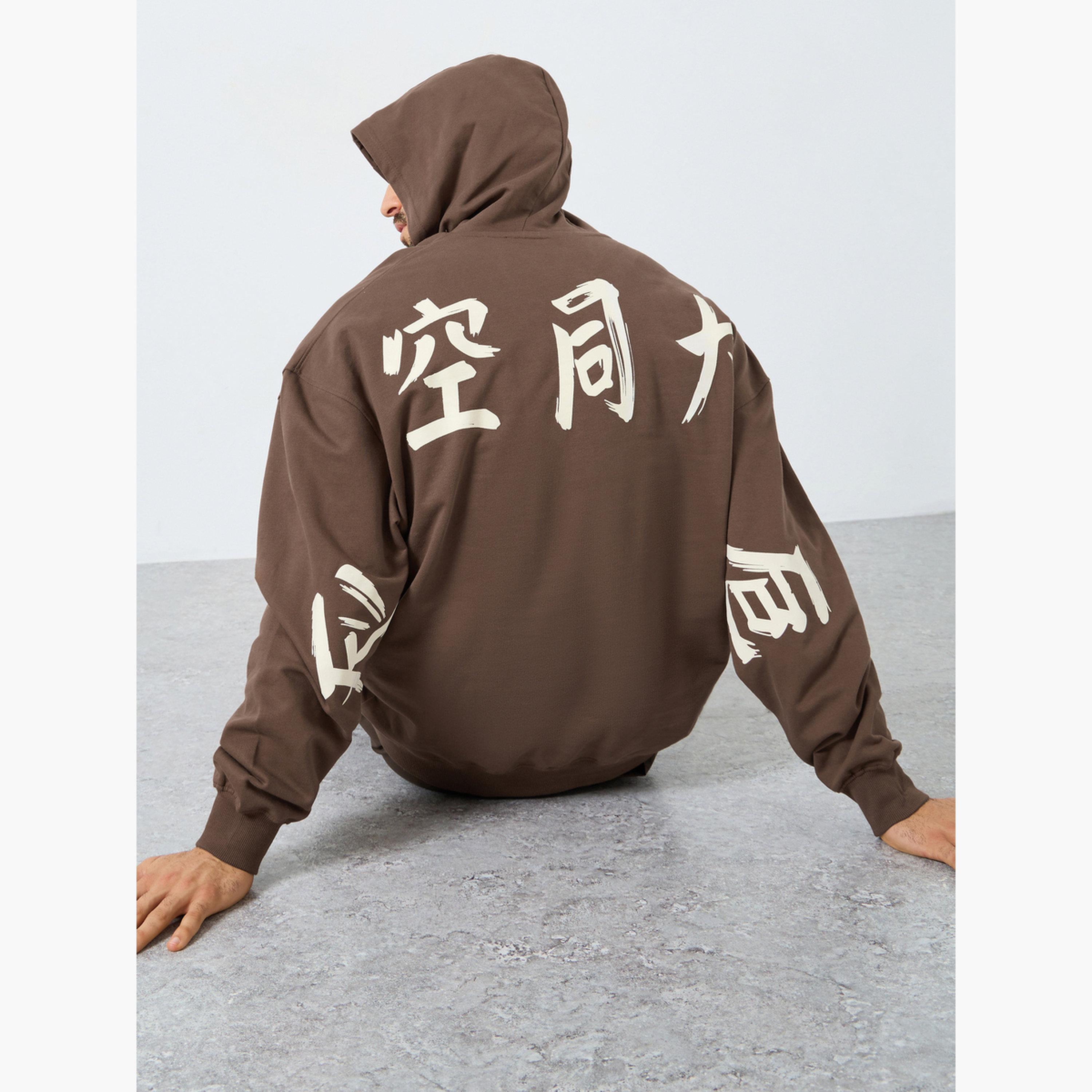 ستايلي - هودي تصميم واسع مطبوع باللون البني للرجال -men-winterwear-hoodiesandsweatshirts-image-3