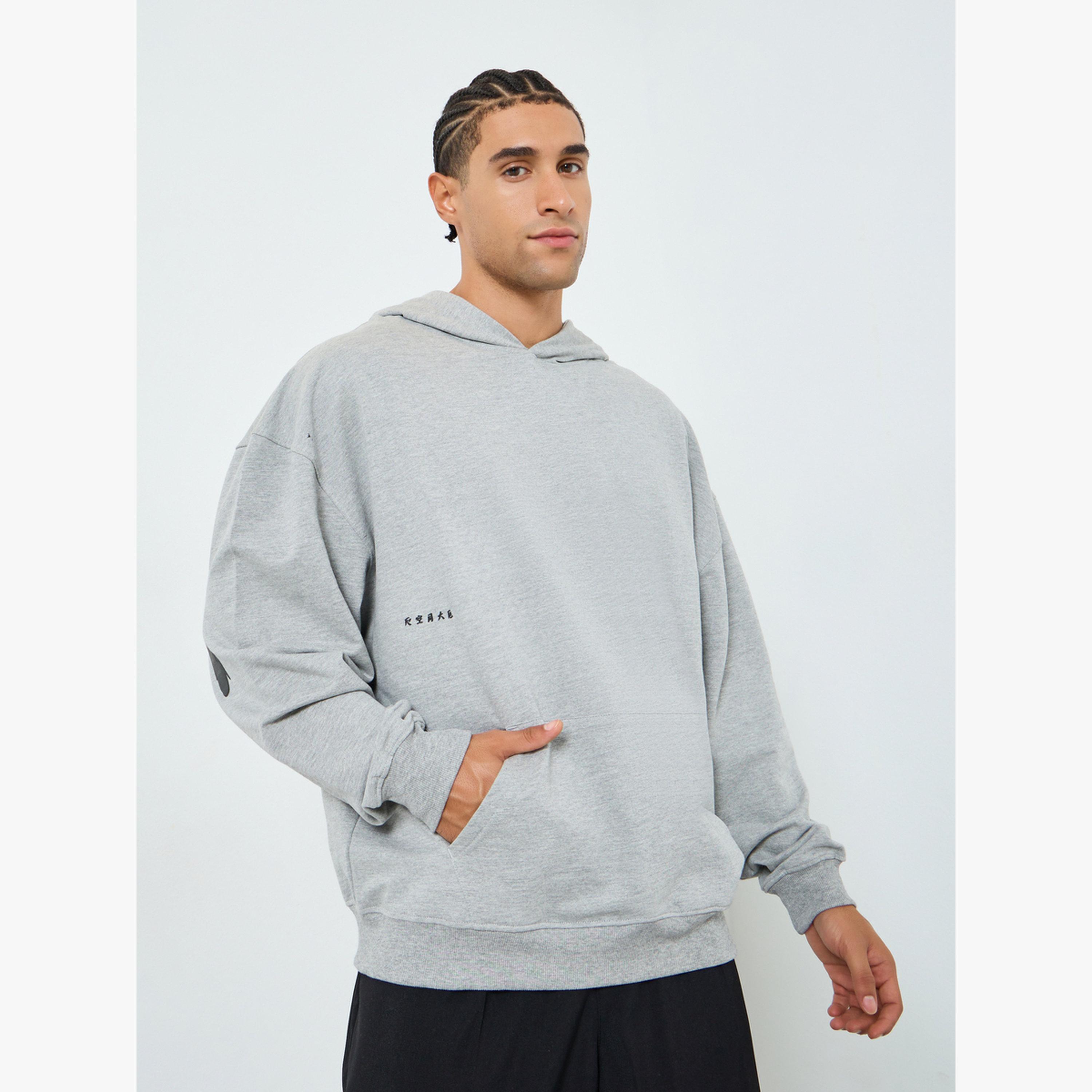 Styli Men Grey Slogan Print Oversized Hoodie-men-clothing-hoodiesandsweatshirts-image-1