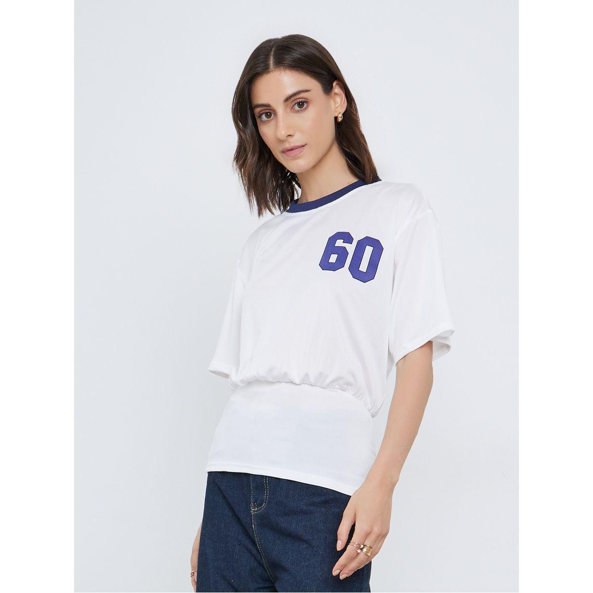 Styli Contrast Neck Trim Graphic Print T-Shirt-women-clothing-tshirts-image-1
