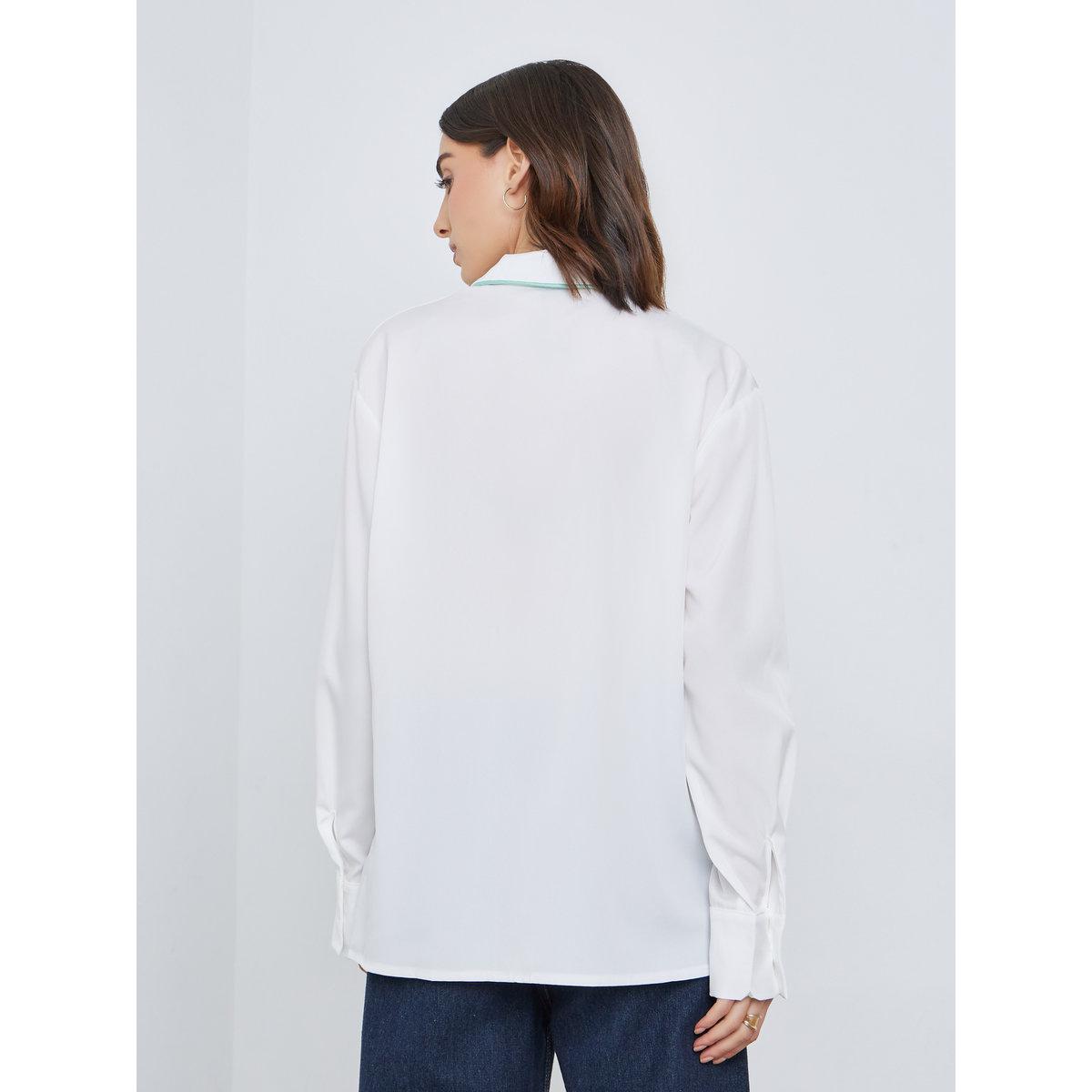 Styli Solid Buttoned Long Sleeve Shirt with Chest Pocket-women-clothing-shirtsandblouses-shirts-image-4