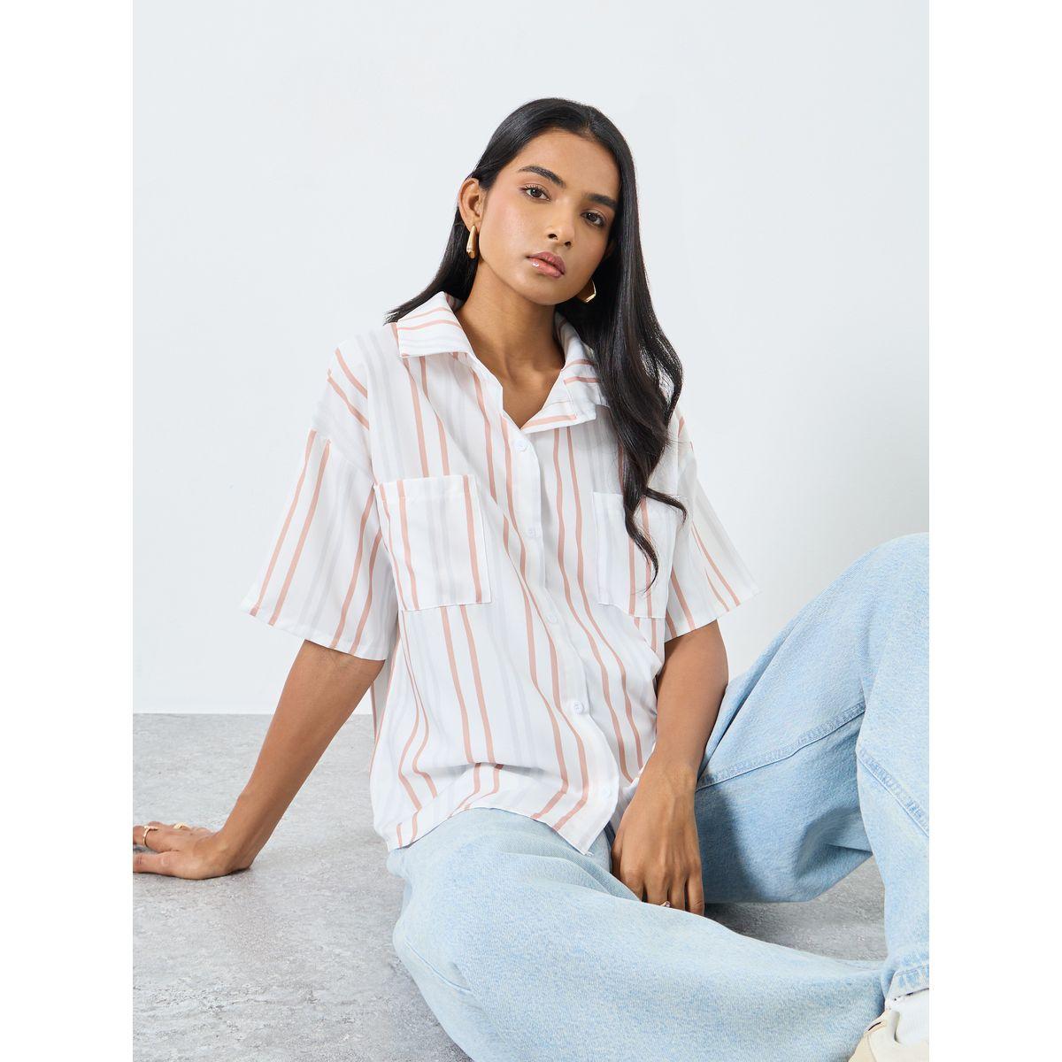 بلوزة مخططة بياقة سبريد-women-clothing-shirtsandblouses-shirts-image-1
