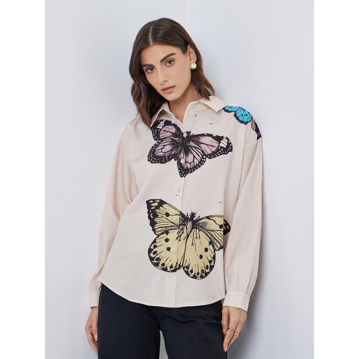 بلوزة فضفاضة بطبعة جرافيك وأكمام طويلة-women-clothing-shirtsandblouses-shirts-image-2