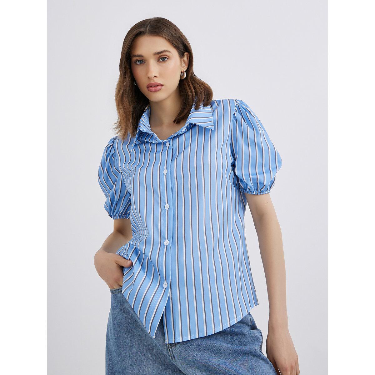 بلوزة مخططة بأكمام منفوخة-women-clothing-shirtsandblouses-shirts-image-1
