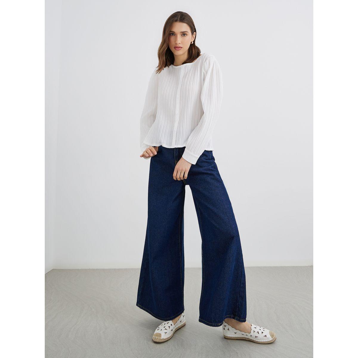 Styli Women White Solid Round Neck Oversized Shirt-women-clothing-shirtsandblouses-shirts-image-2