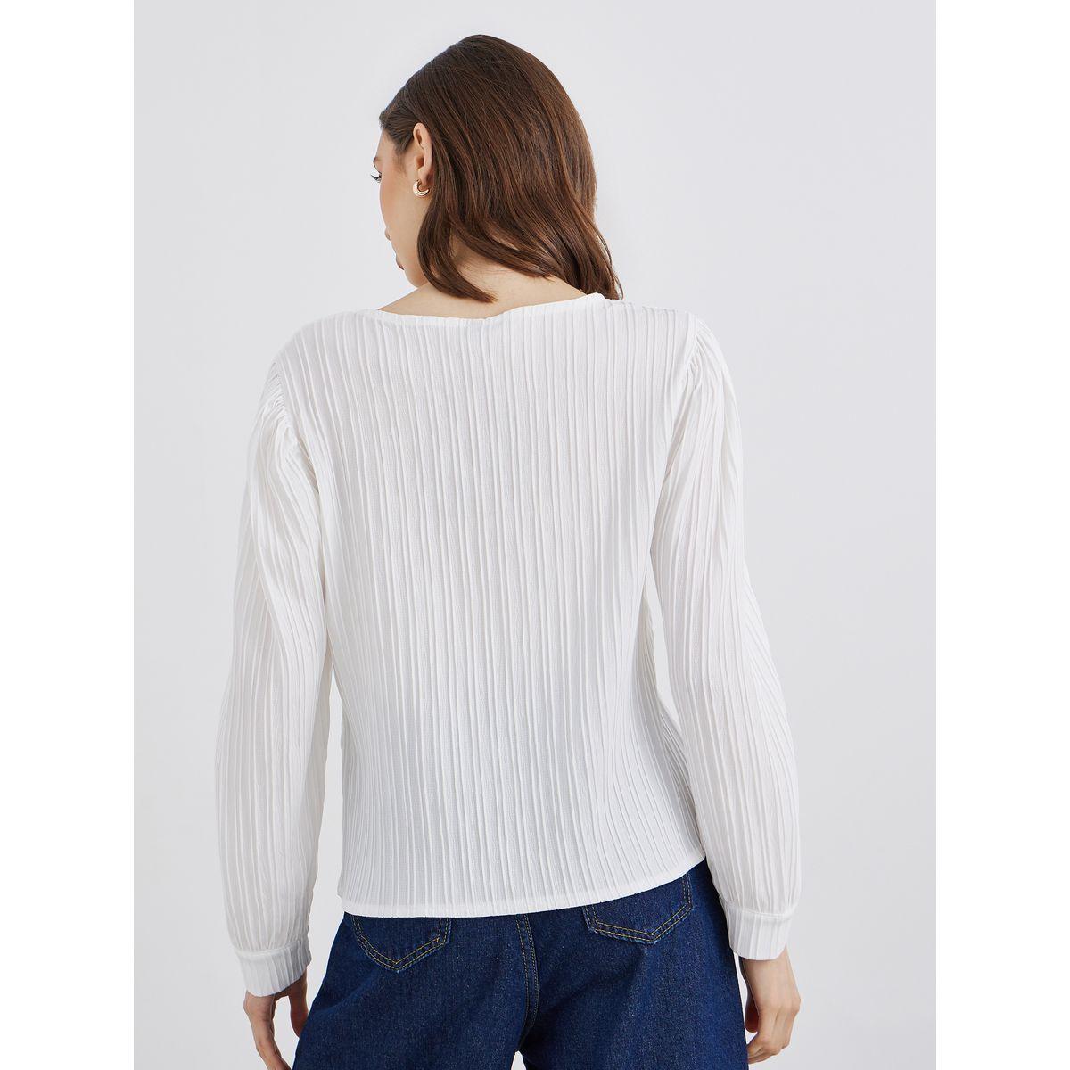 Styli Women White Solid Round Neck Oversized Shirt-women-clothing-shirtsandblouses-shirts-image-4