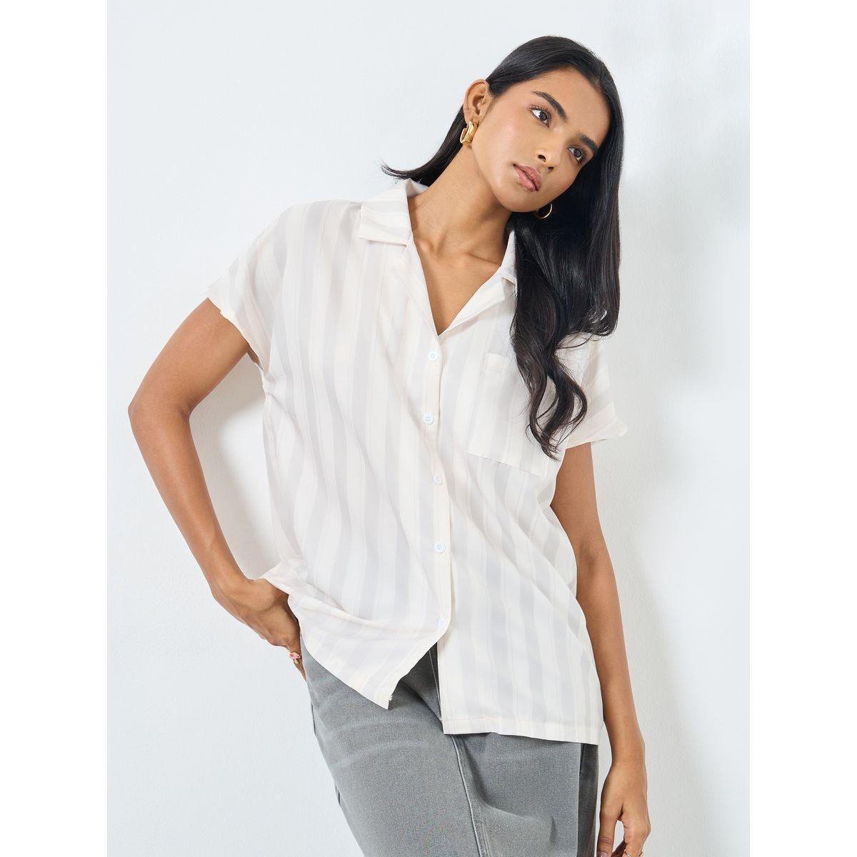 Styli Checked Print Buttoned Shirt with Pocket-women-clothing-shirtsandblouses-shirts-image-1