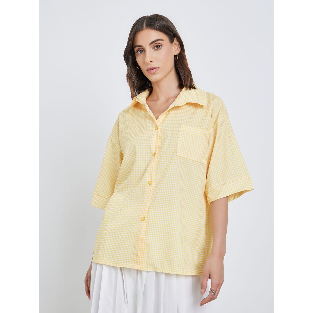 بلوزة فضفاضة سادة بأكمام قصيرة-women-clothing-shirtsandblouses-shirts-image-4