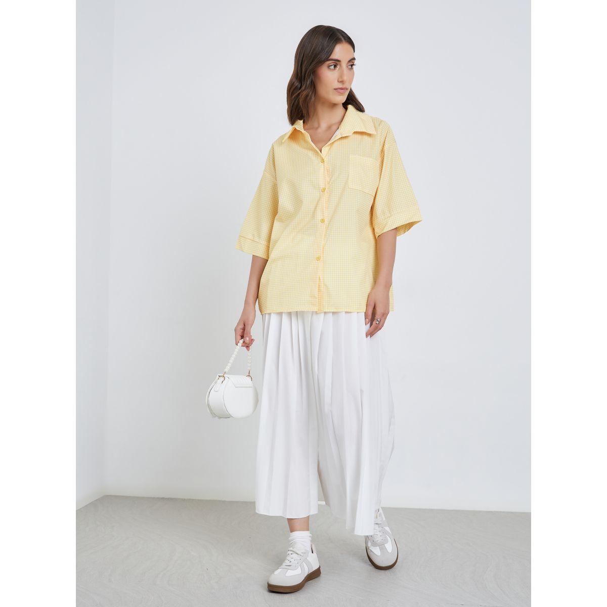 Styli Solid Short Sleeve Oversized Shirt-women-clothing-shirtsandblouses-shirts-image-2