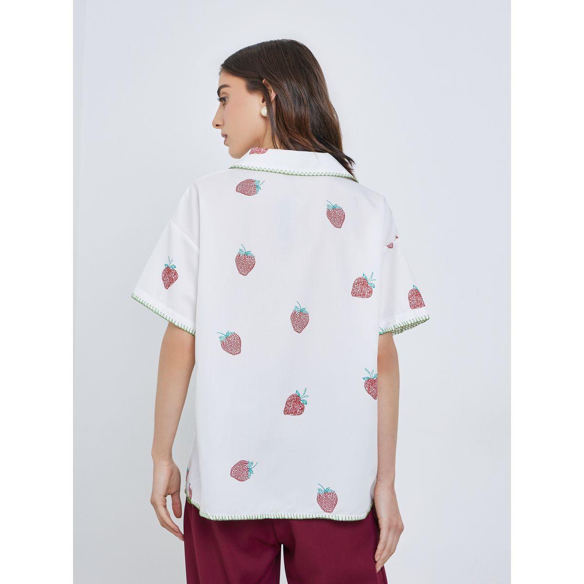 بلوزة فضفاضة بطبعة فراولة وأكمام قصيرة-women-clothing-shirtsandblouses-shirts-image-4