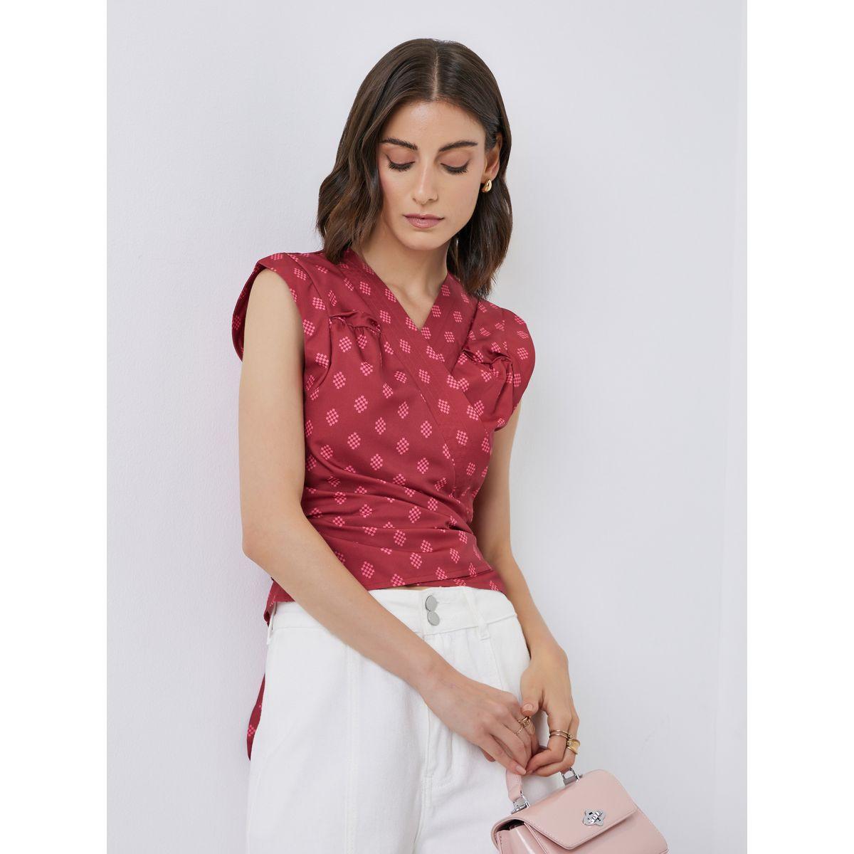 بلوزة مُطبعة بنمط لف بدون أكمام-women-clothing-shirtsandblouses-blouses-image-4