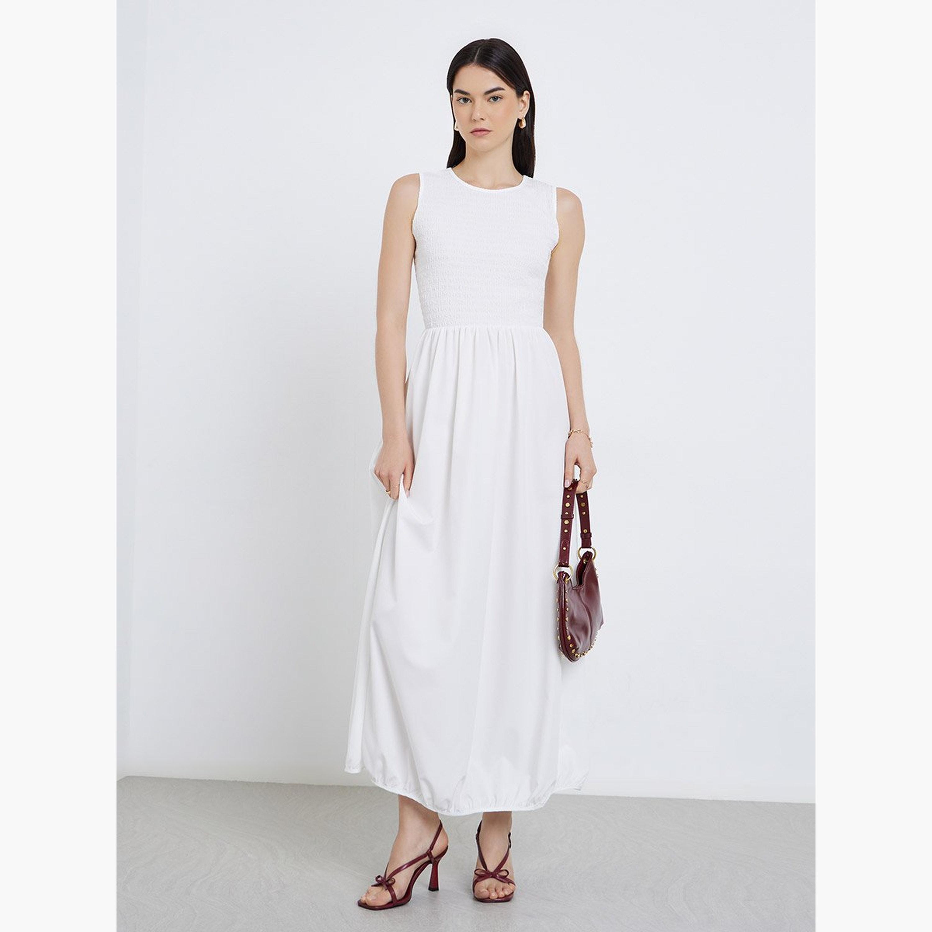 Take Two Solid Pleated Detail Sleeveless Maxi Dress-women-clothing-dresses-image-3