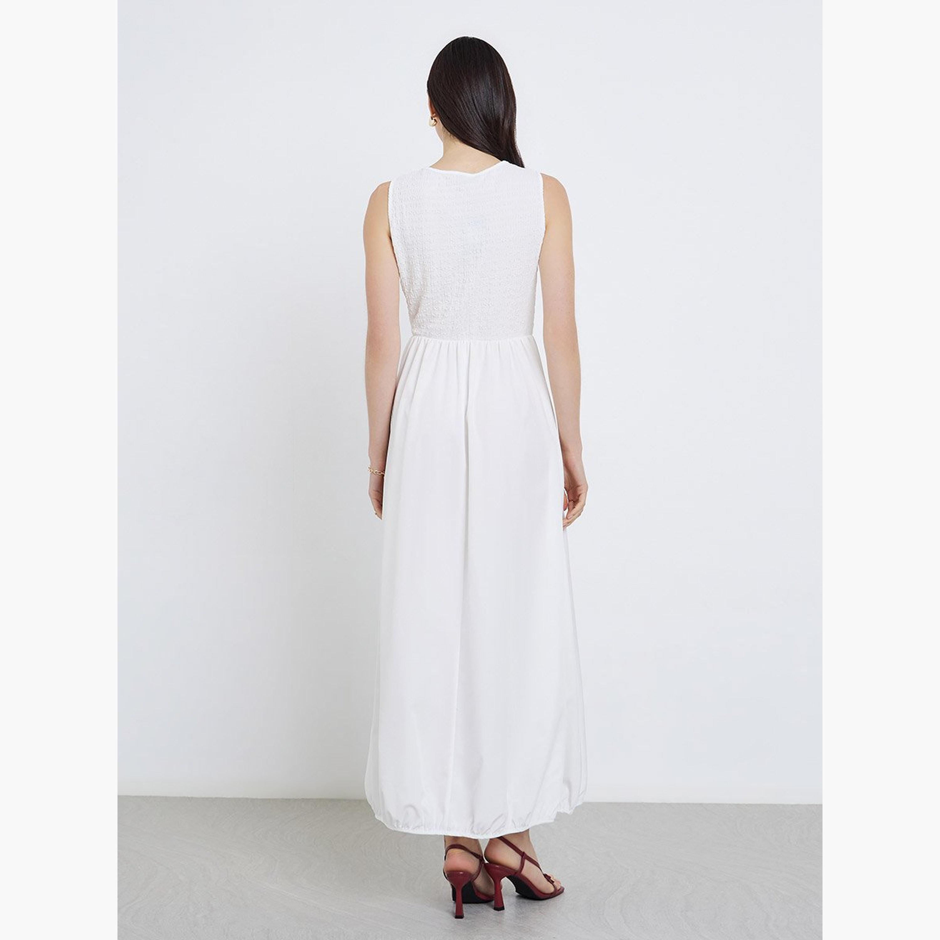 Take Two Solid Pleated Detail Sleeveless Maxi Dress-women-clothing-dresses-image-5