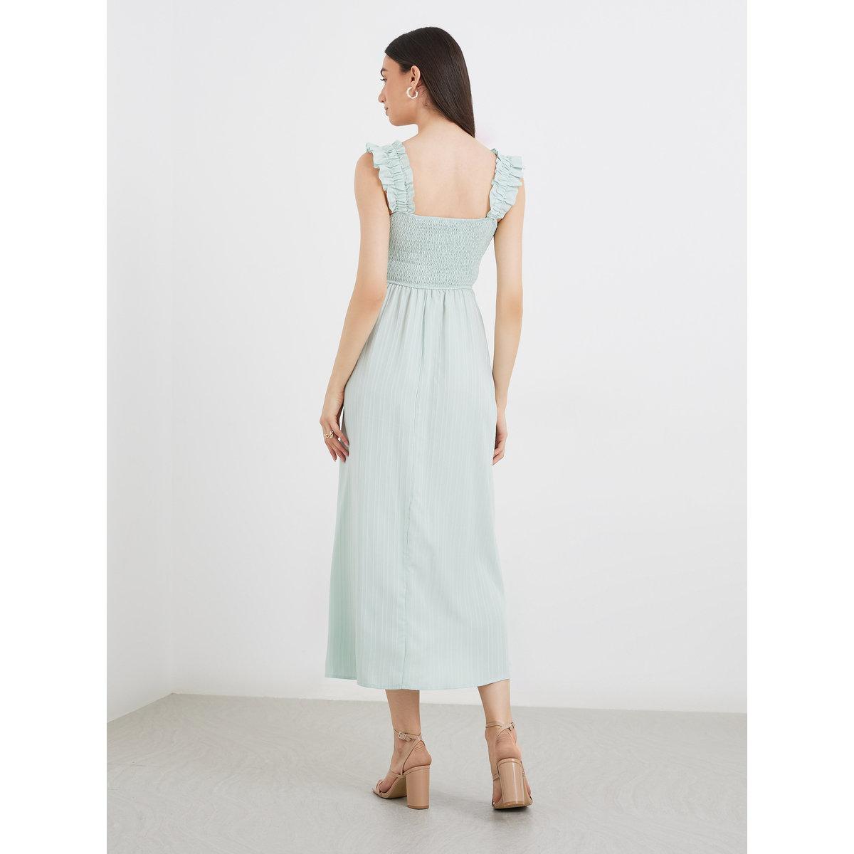 فستان ميدي بتفاصيل مُجمعة مع حمالات-women-clothing-dresses-image-5