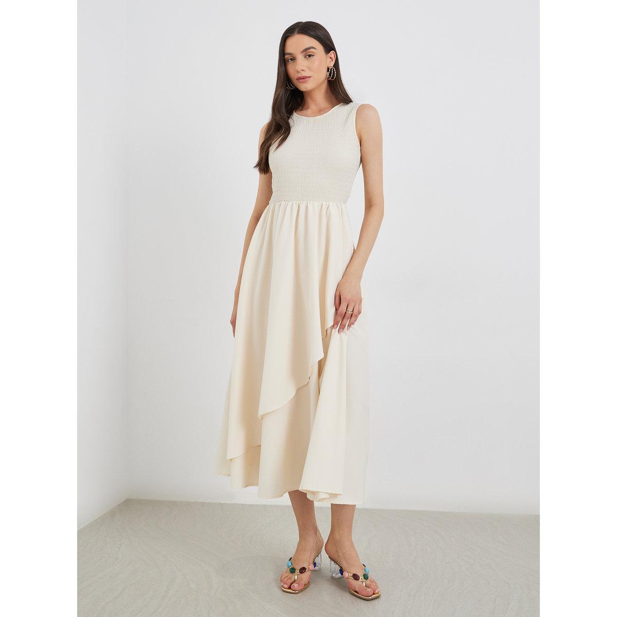 Styli Solid Irregular Hem Sleeveless Midi Dress-women-clothing-dresses-image-3