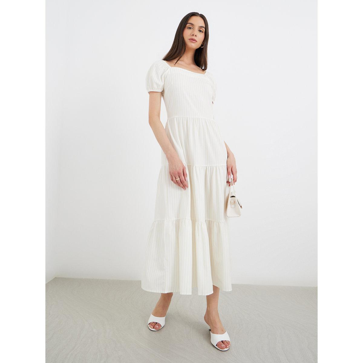 فستان ميدي مخطط بتفاصيل أكمام منفوخة-women-clothing-dresses-image-2