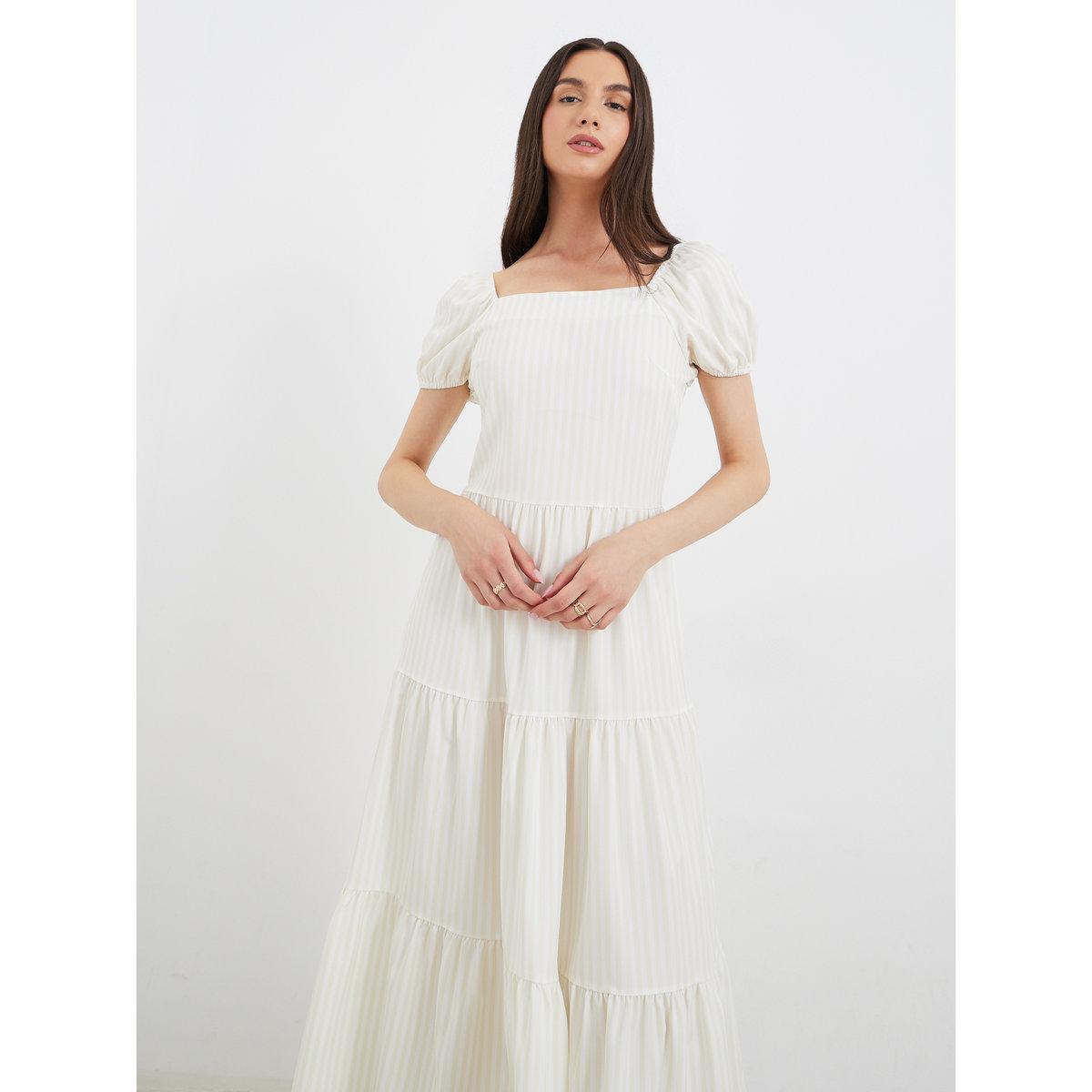 فستان ميدي مخطط بتفاصيل أكمام منفوخة-women-clothing-dresses-image-3