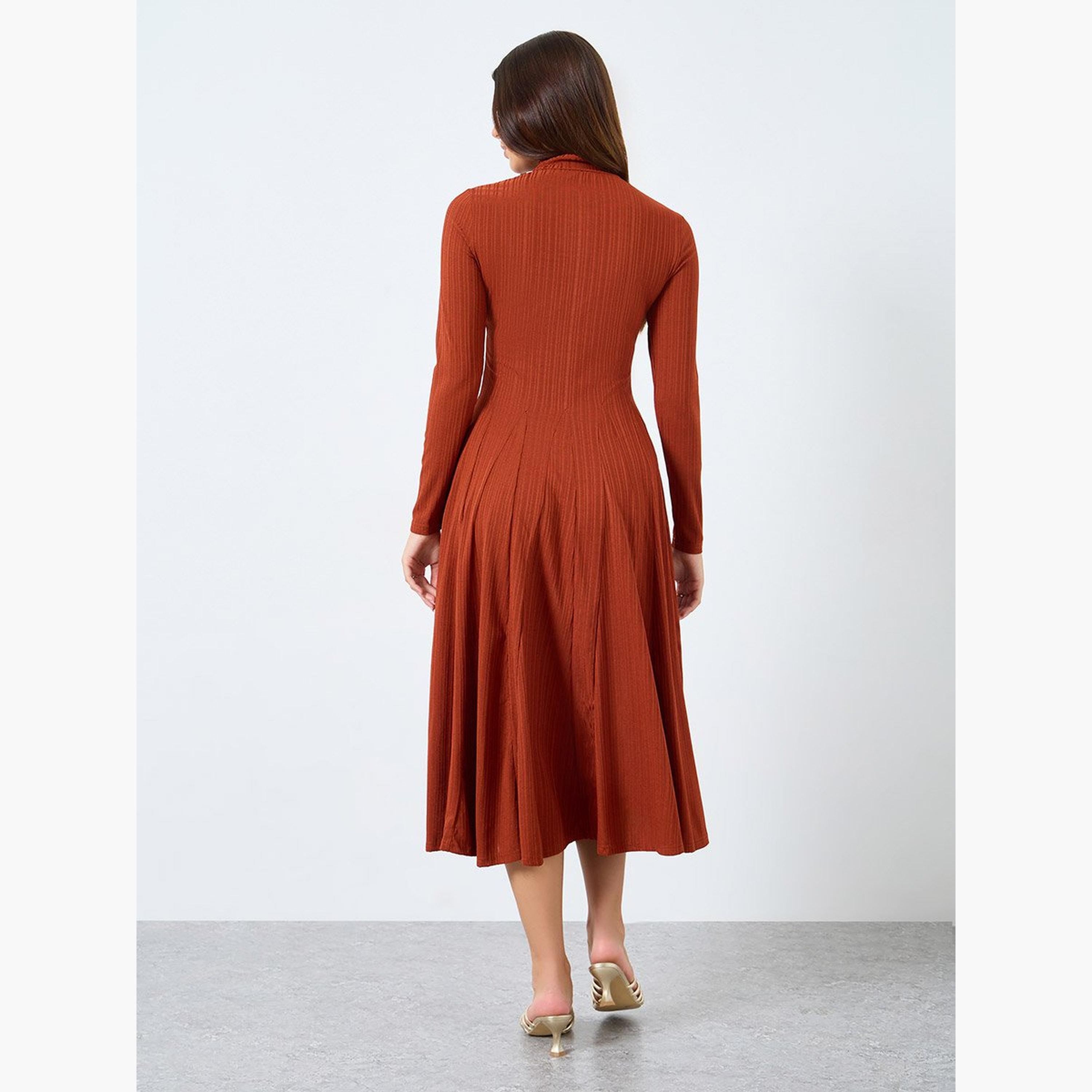 ستايلي - فستان ميدي بأكمام طويلة وقصة A-women-clothing-dresses-image-5