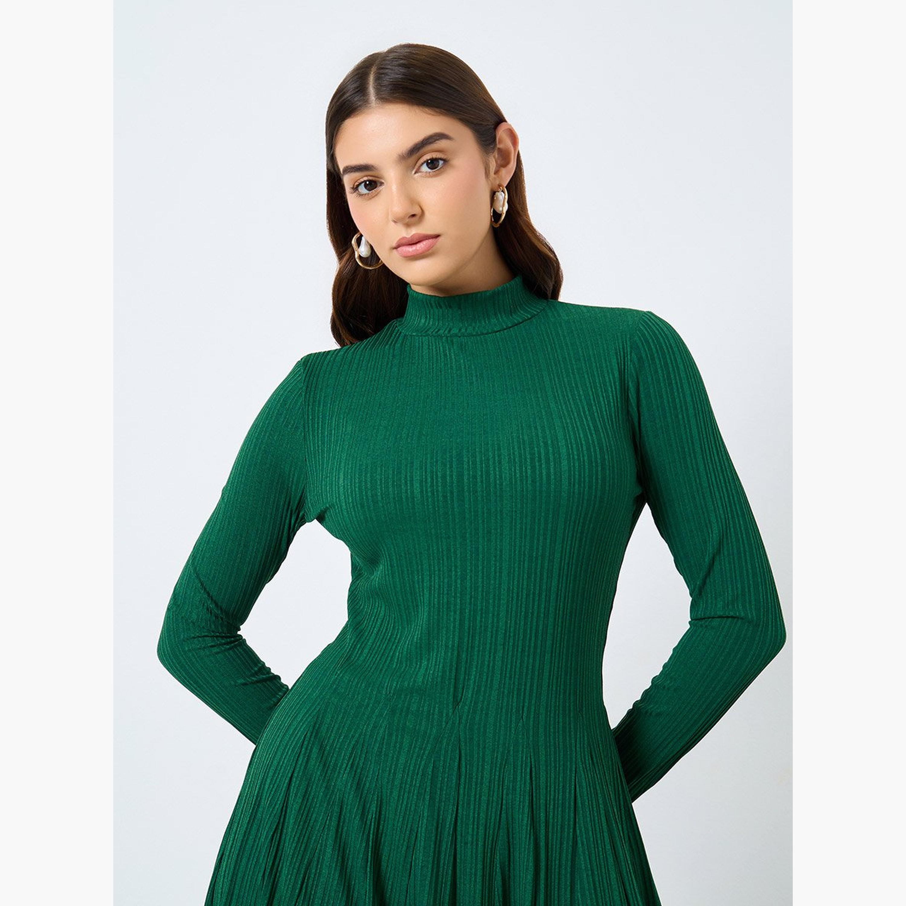 ستايلي - فستان ميدي بأكمام طويلة وقصة A-women-clothing-dresses-image-4