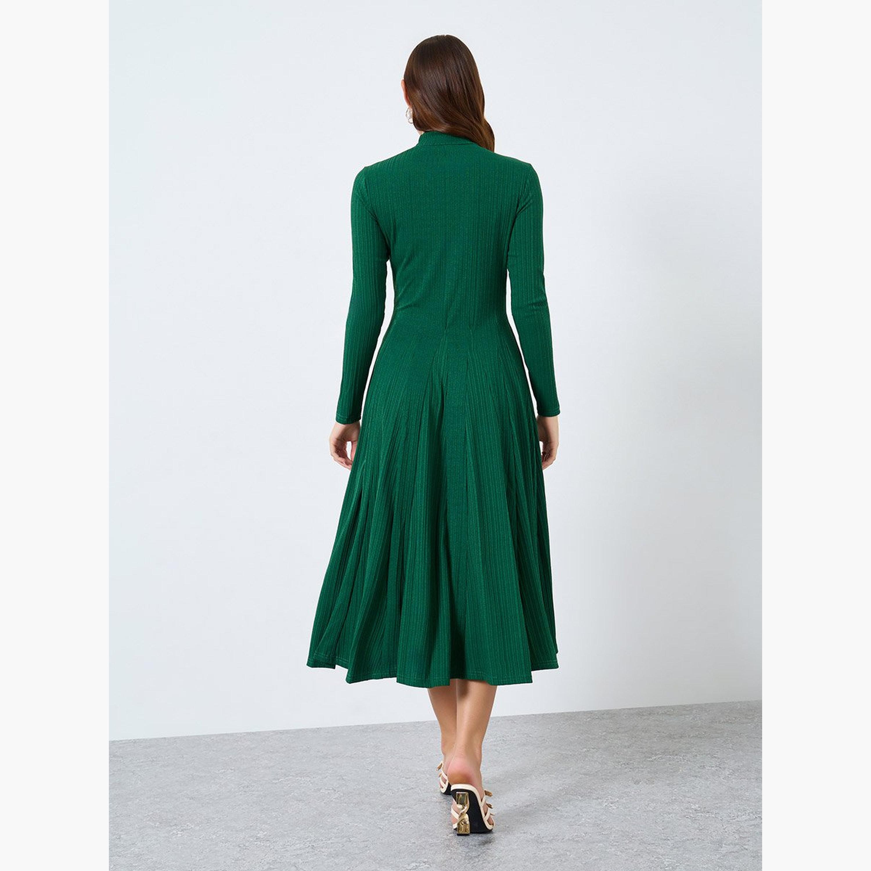 ستايلي - فستان ميدي بأكمام طويلة وقصة A-women-clothing-dresses-image-5