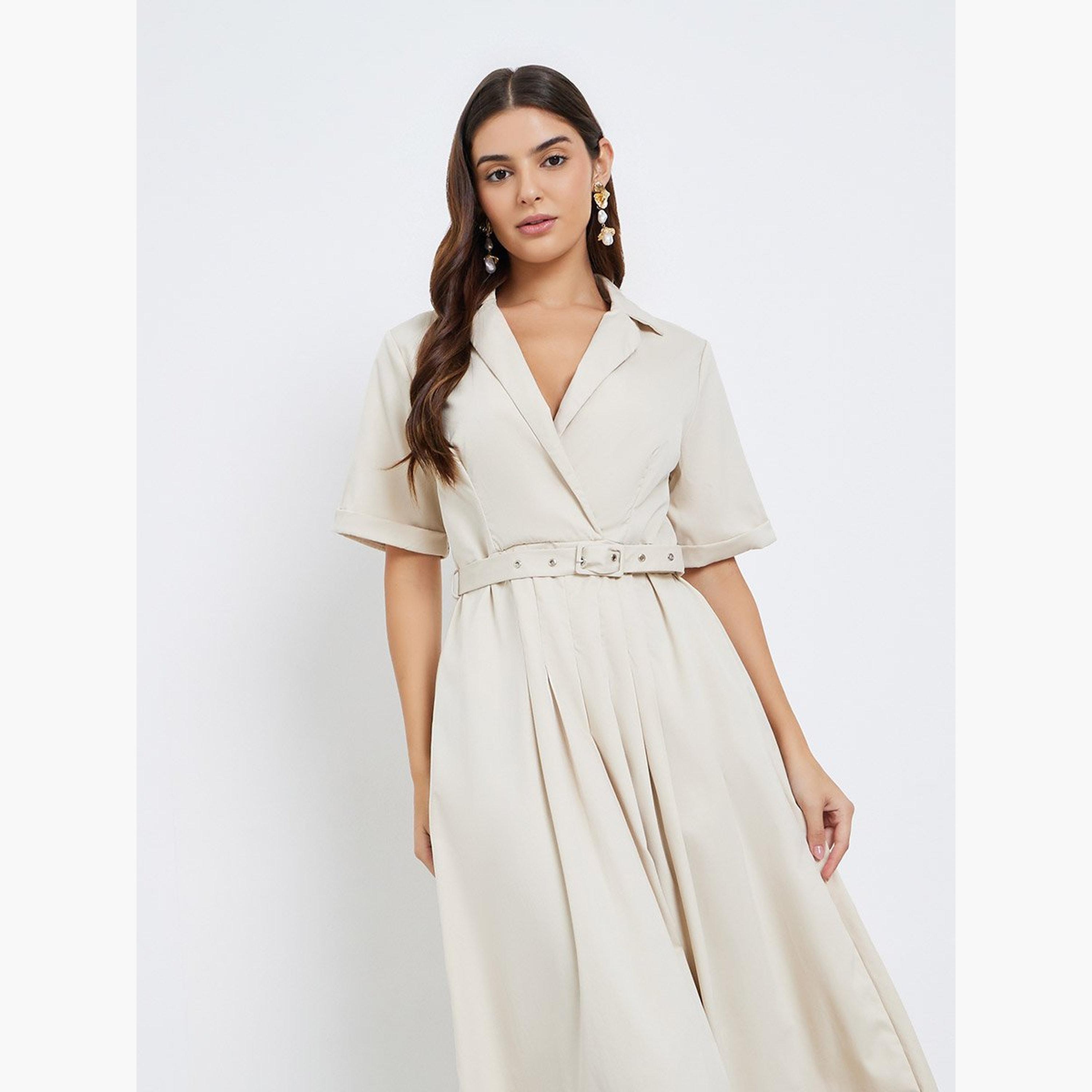 Styli Notch Lapel Belted A-Line Maxi Dress-women-clothing-dresses-image-3