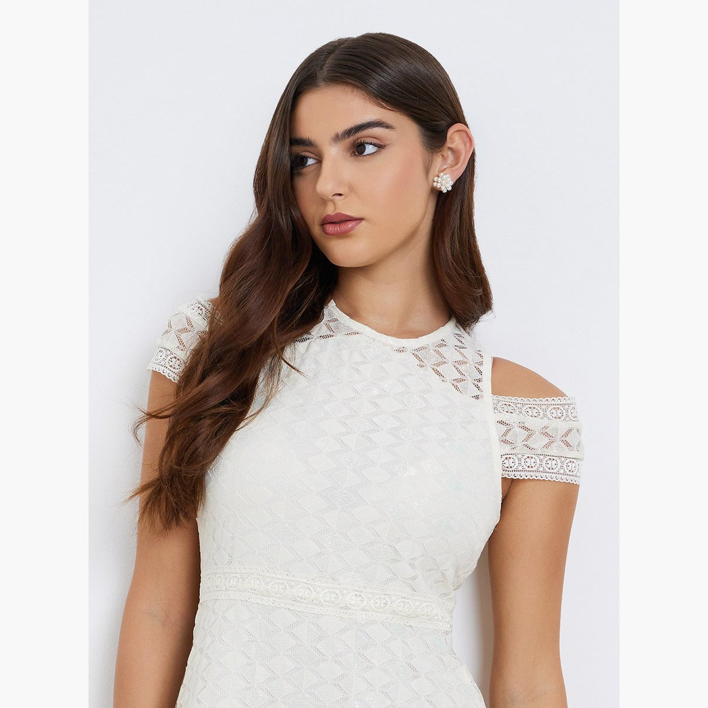 ستايلي - فستان ماكسي بأكمام قصيرة من الدانتيل-women-clothing-dresses-image-4