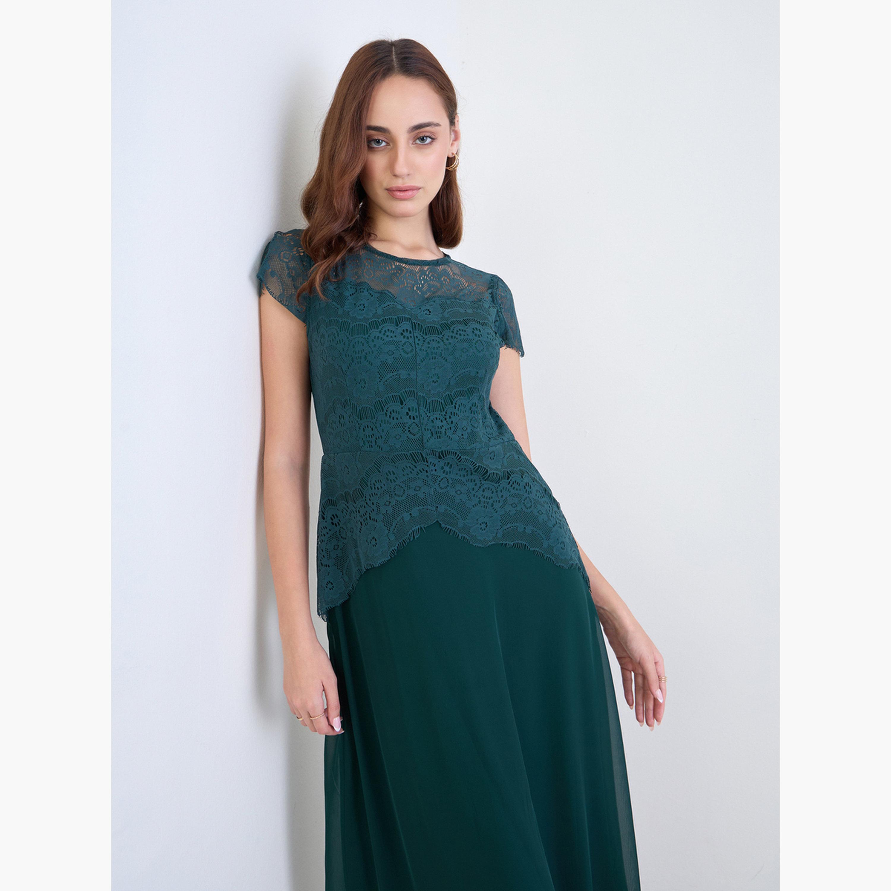 Styli Lace Short Sleeves A-Line Maxi Dress-women-clothing-dresses-image-2