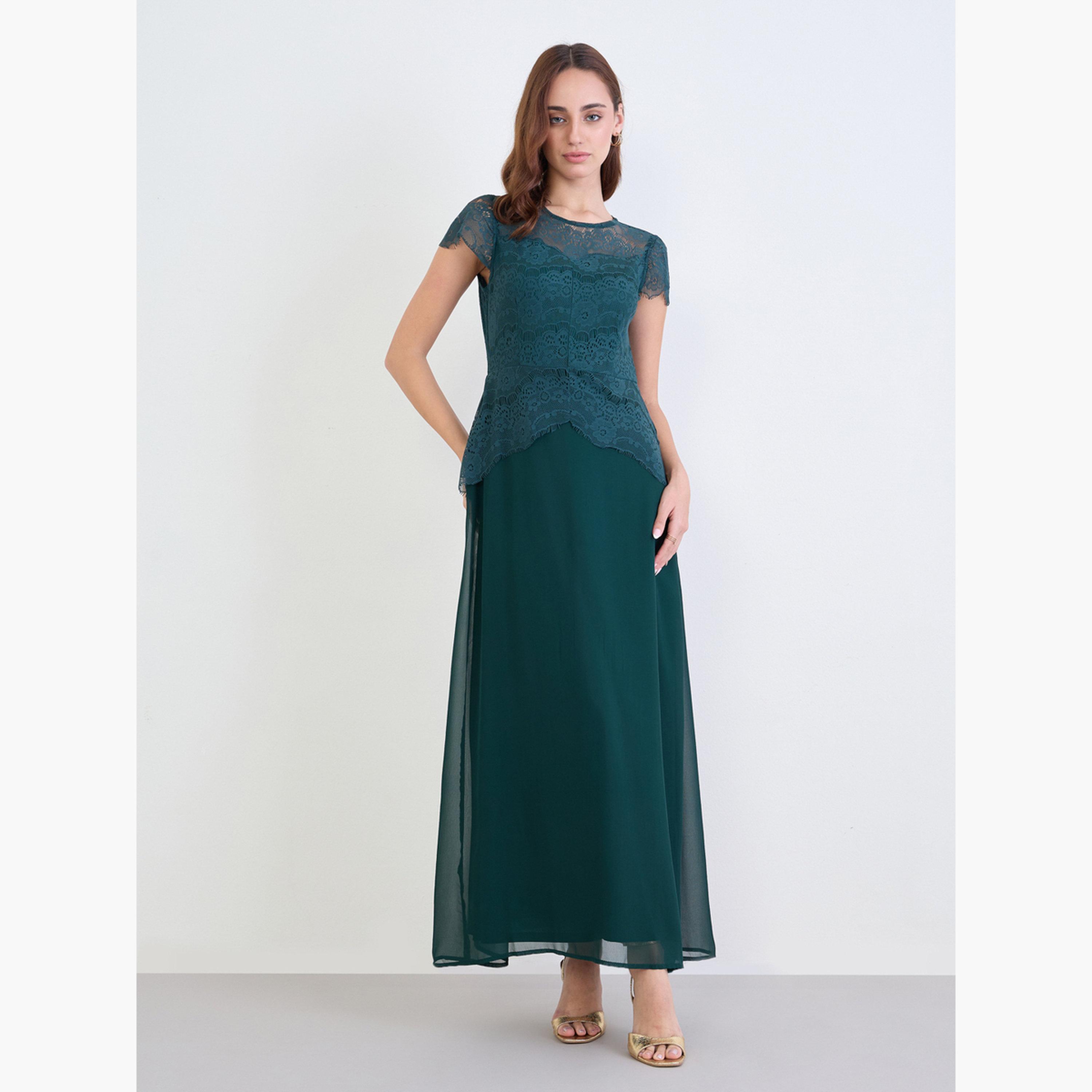 Styli Lace Short Sleeves A-Line Maxi Dress-women-clothing-dresses-image-3