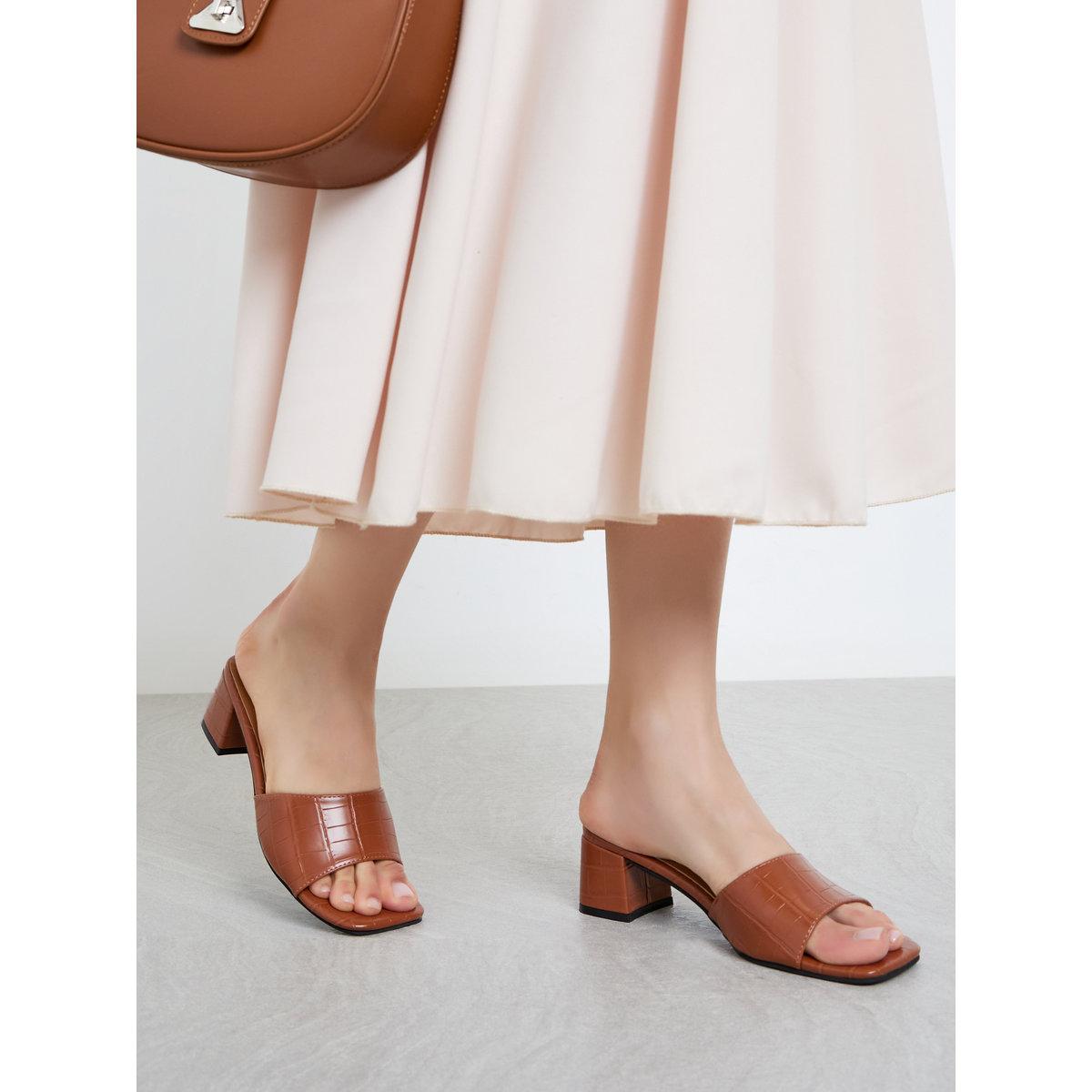 Styli  Textured Block Heel Sandals-women-shoes-sandals-flats-image-1