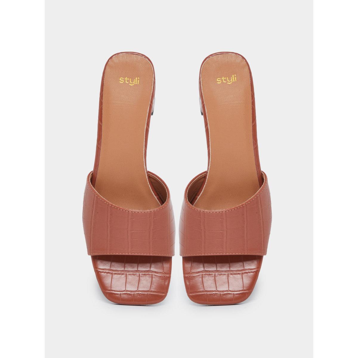 Styli  Textured Block Heel Sandals-women-shoes-sandals-flats-image-6