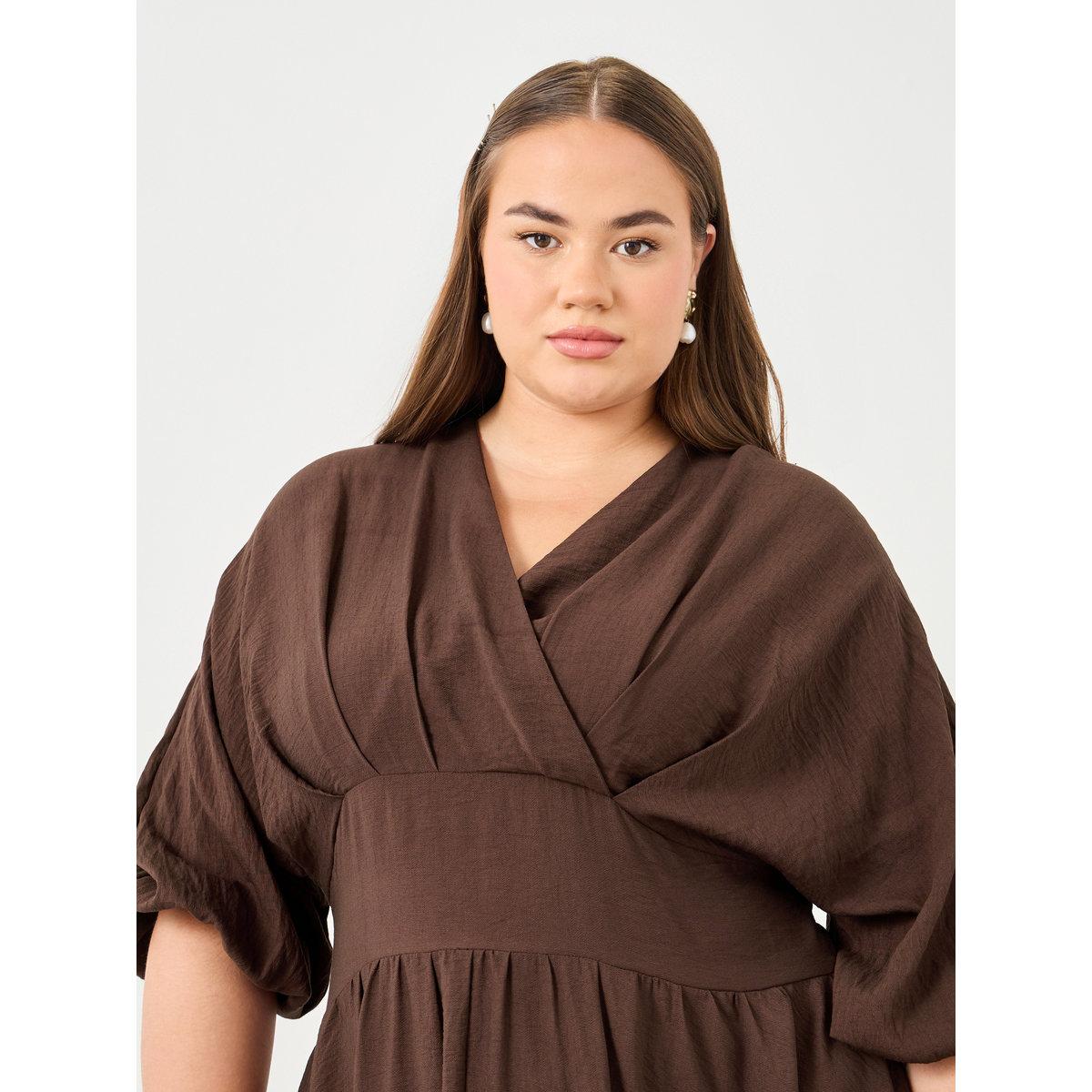 Styli Plus Brown Maxi Dress with Tie Back-women-clothing-dresses-image-4