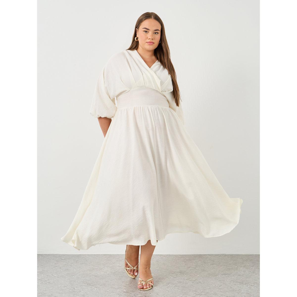 Styli Plus Off White Maxi Dress with Tie Back-women-clothing-dresses-image-2