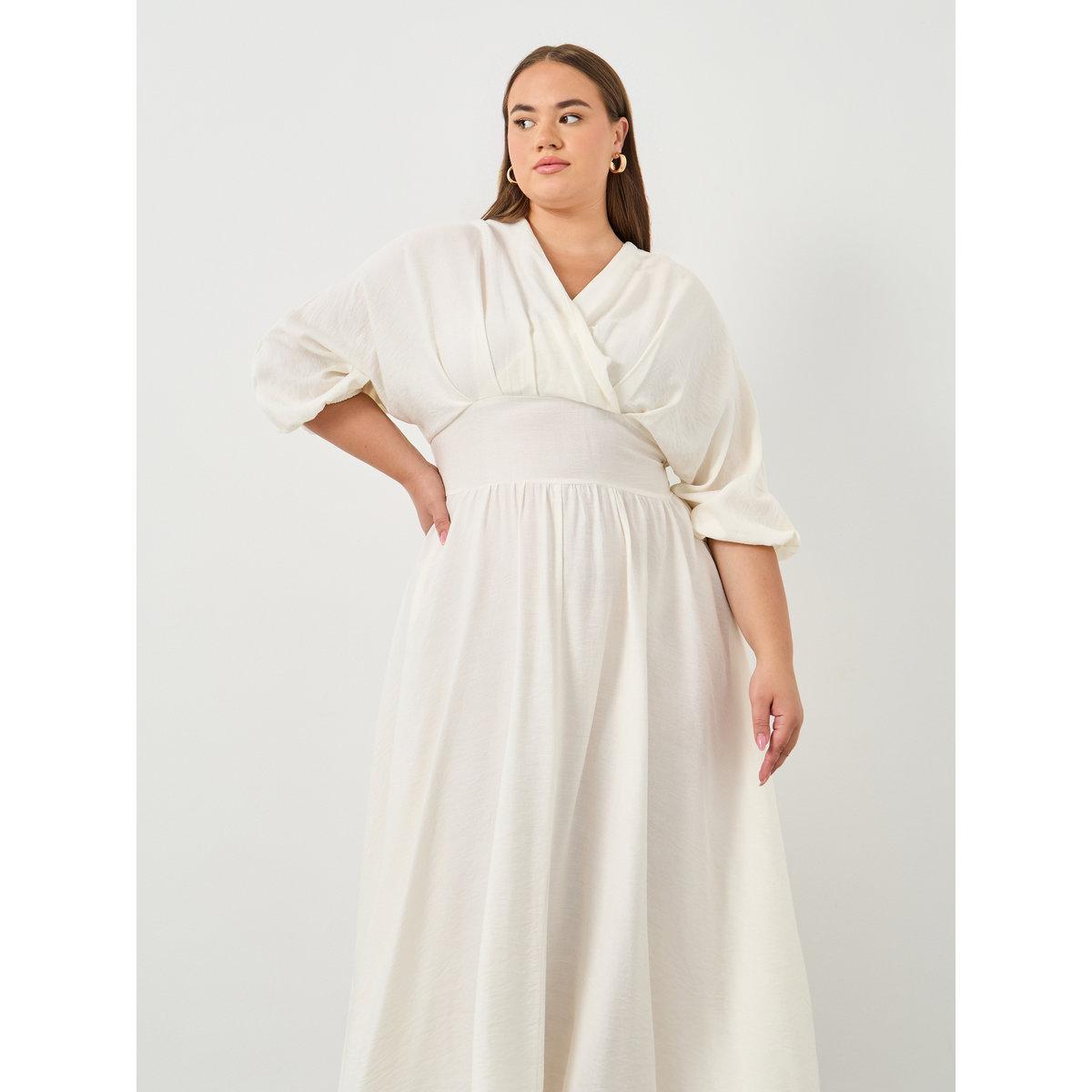 Styli Plus Off White Maxi Dress with Tie Back-women-clothing-dresses-image-3