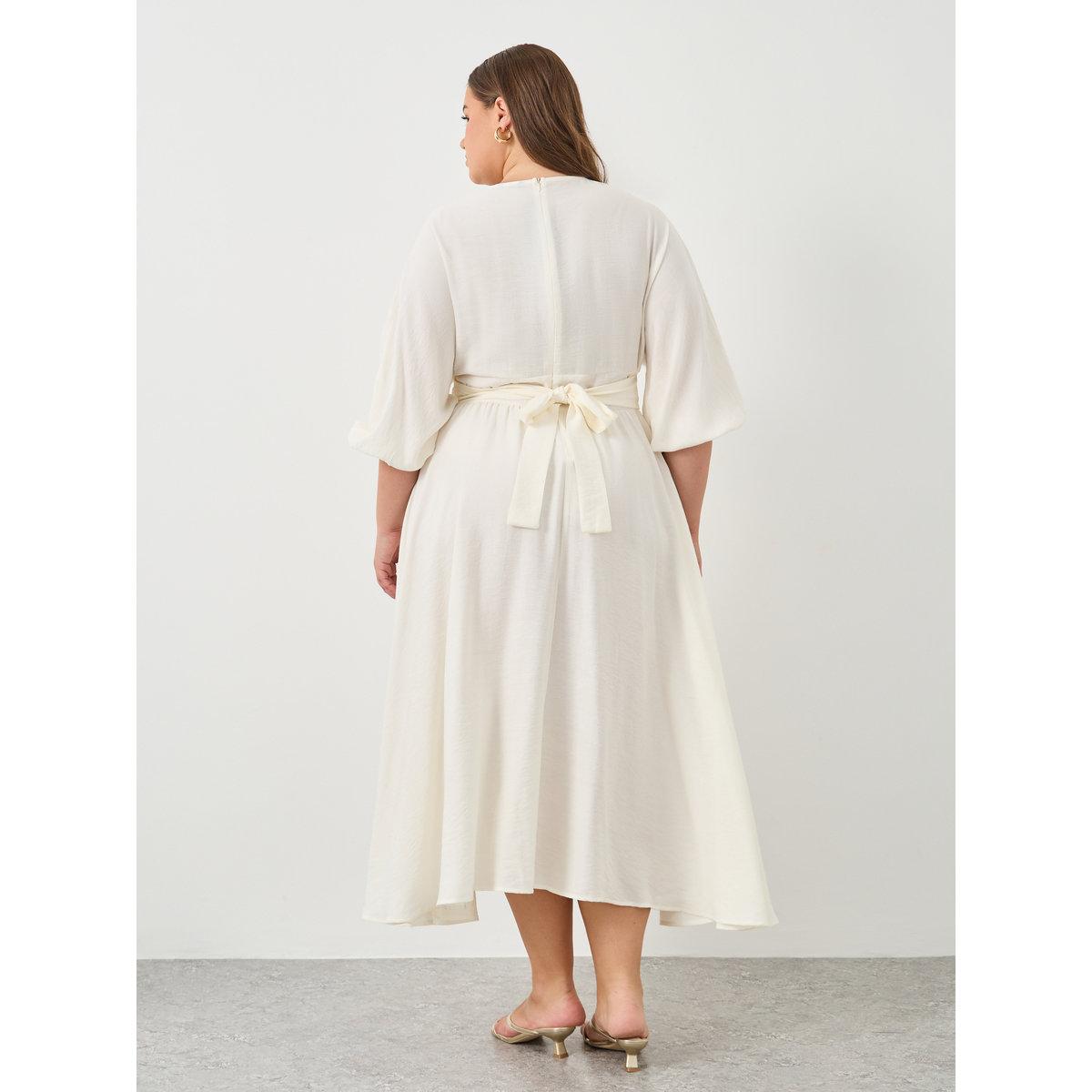 Styli Plus Off White Maxi Dress with Tie Back-women-clothing-dresses-image-5
