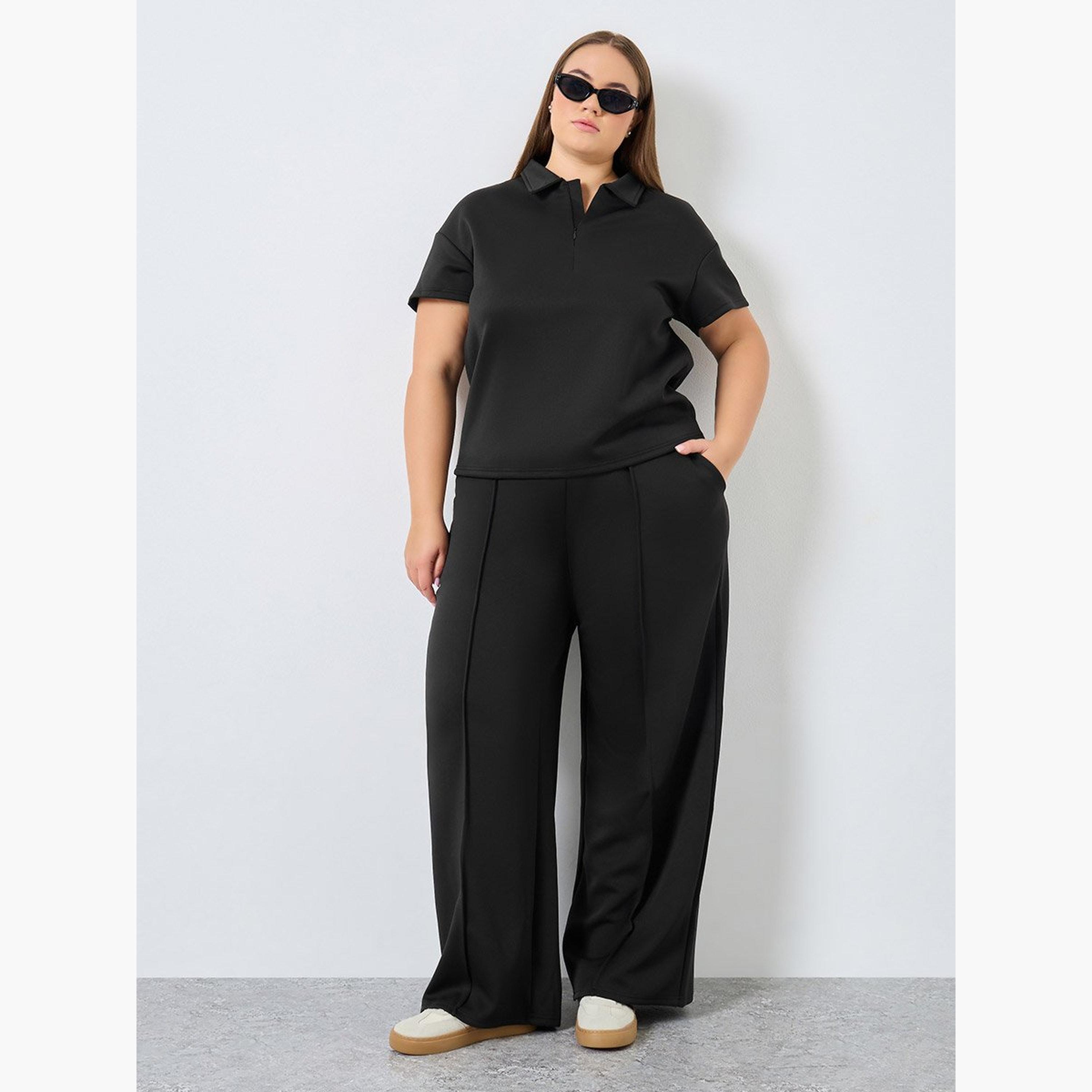 Styli Plus Size Black Wide Leg Joggers-women-clothing-bottoms-joggers-image-2