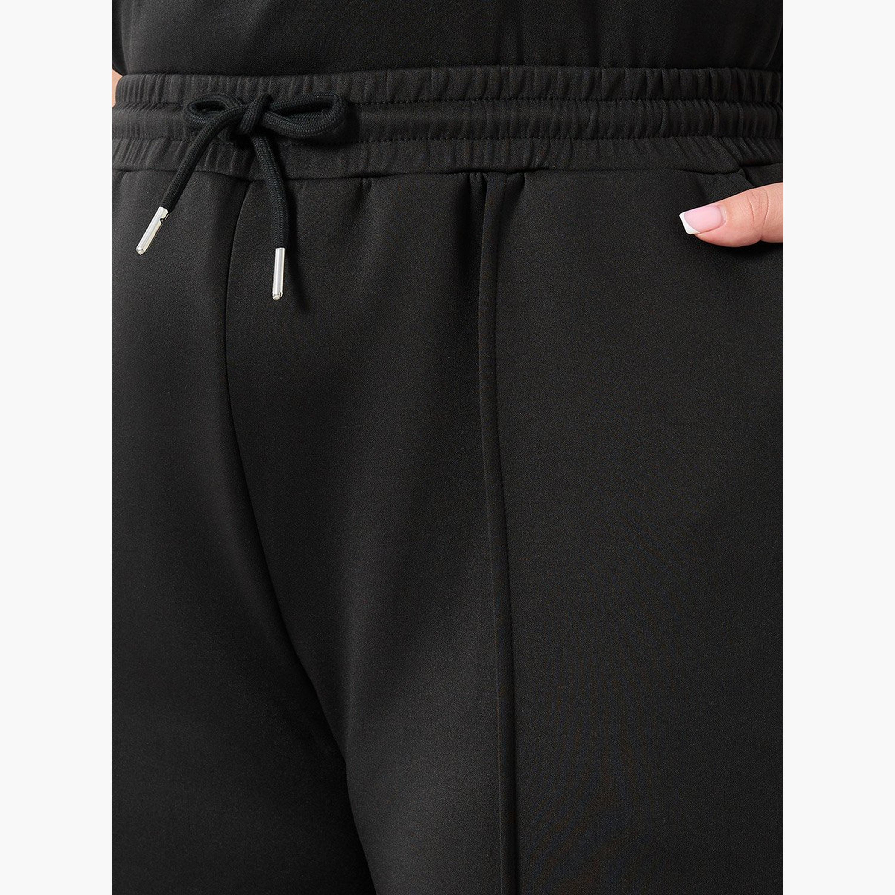 ستايلي - بنطال رياضي أسود واسع الساق مقاس كبير-women-clothing-bottoms-joggers-image-3