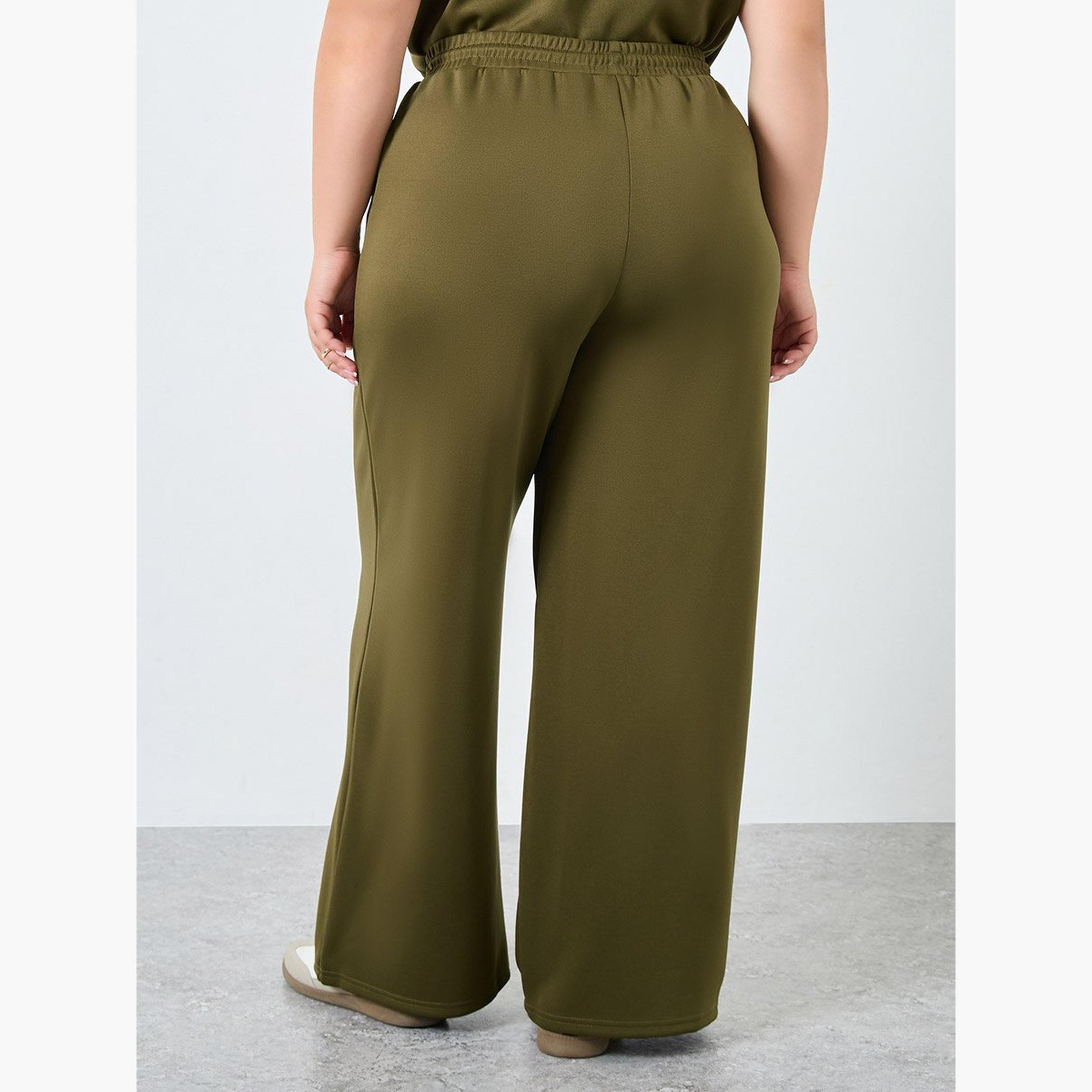 ستايلي - بنطال رياضي واسع الساق لون كاكي مقاس كبير-women-clothing-bottoms-joggers-image-4