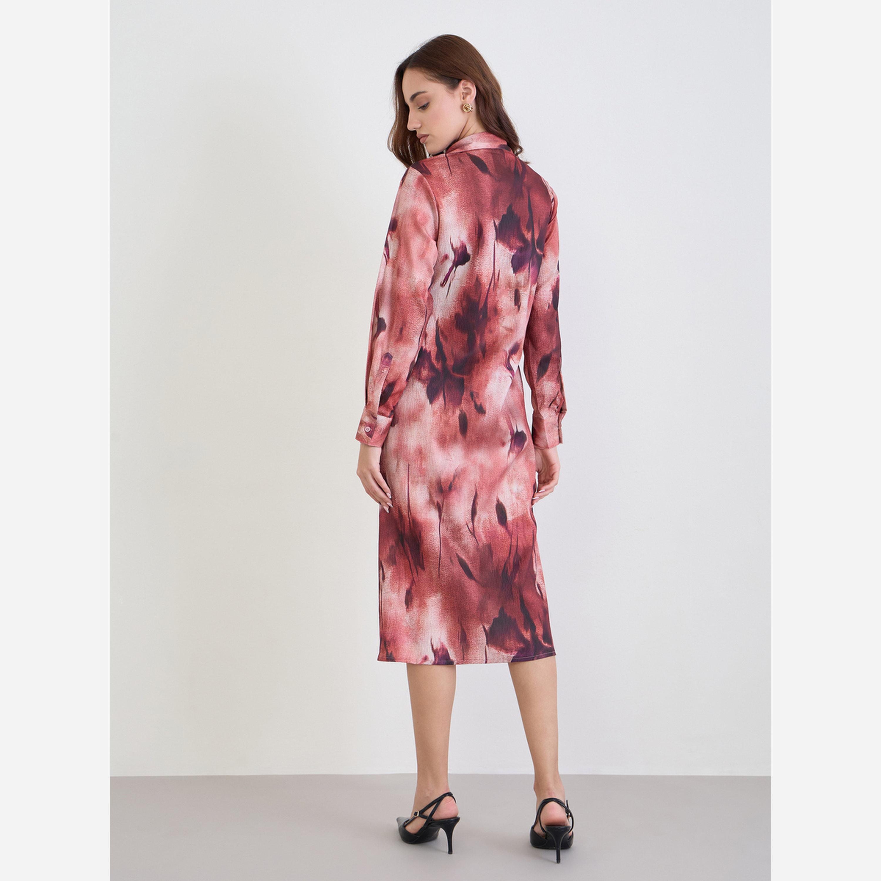 Styli Abstract Print Buttoned Midi Shirt Dress-women-clothing-dresses-image-3