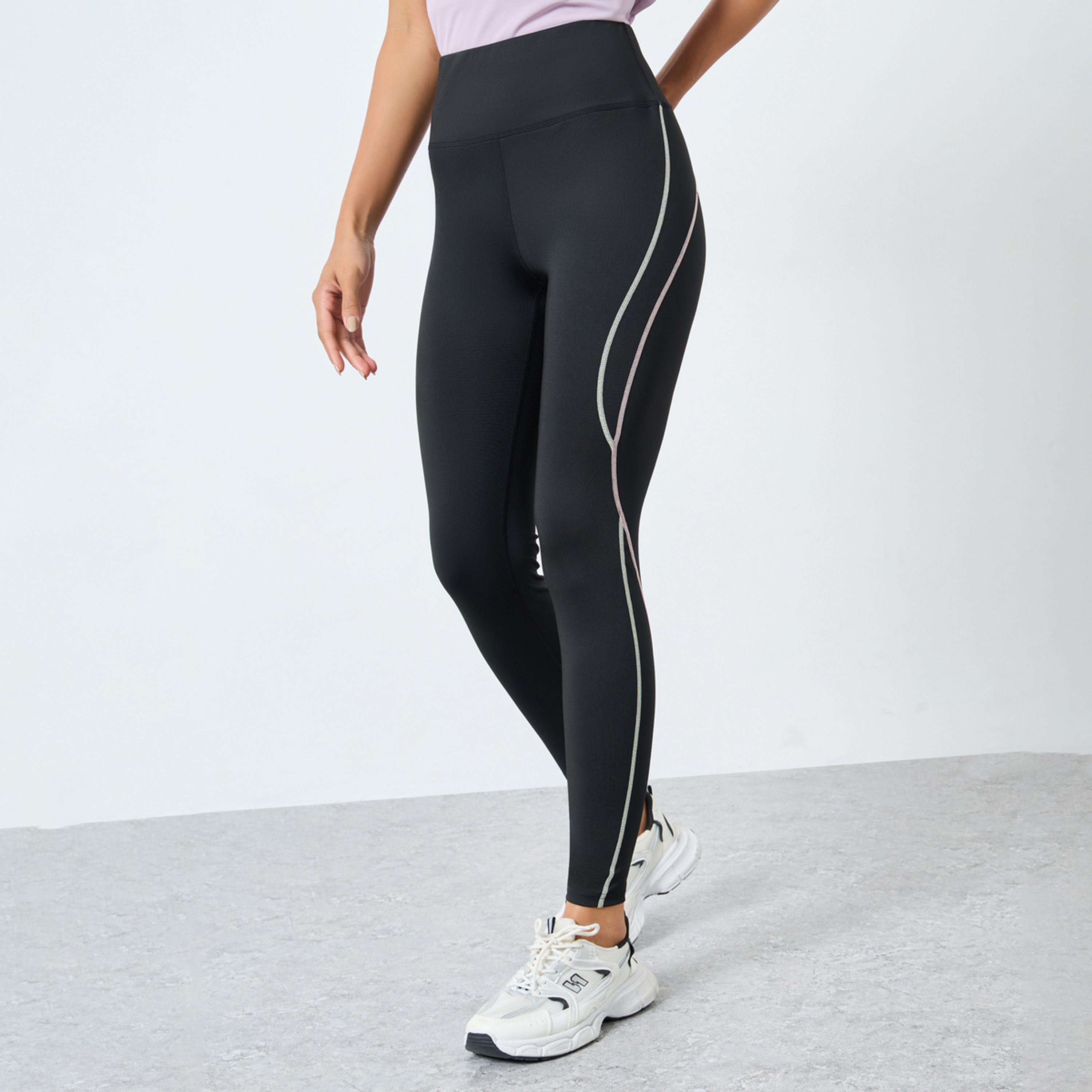 Styli Contrast Multi Colour Stitch Detail Leggings-women-clothing-sportswearandactivewear-bottoms-leggings-image-1