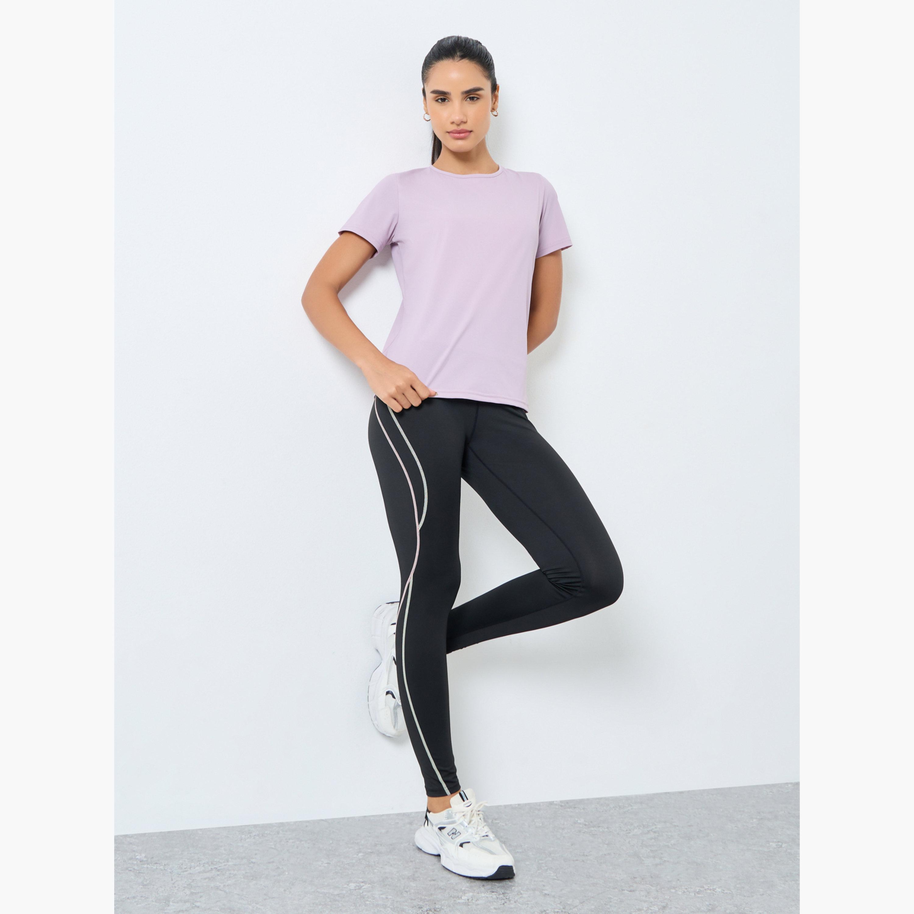 Styli Contrast Multi Colour Stitch Detail Leggings-women-clothing-sportswearandactivewear-bottoms-leggings-image-2