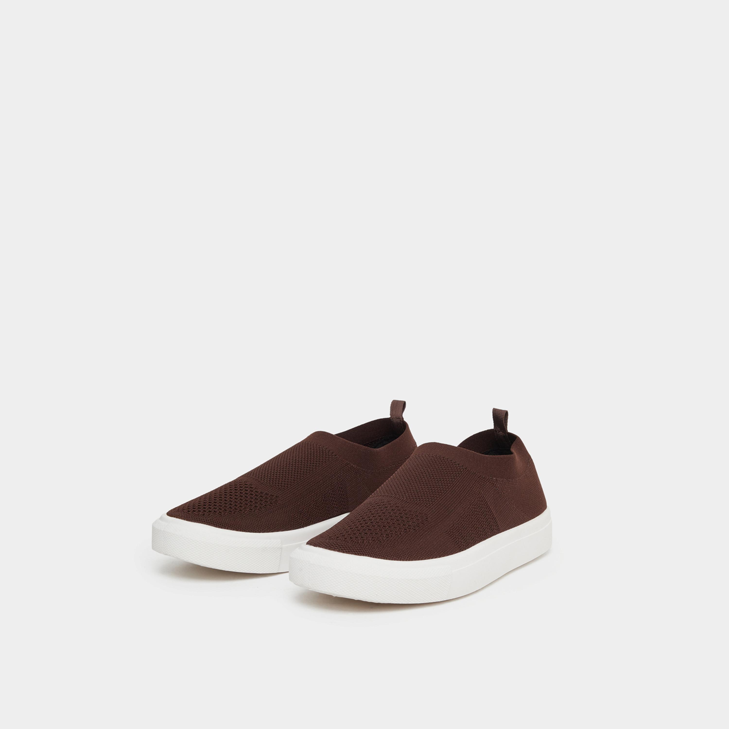 Styli Men Brown Knit Slip-On Sneakers-men-shoes-sneakers-image-1